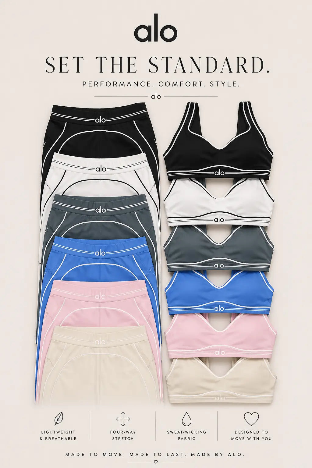 Alo Airbrush Heart Throb Bra and Leggings - Comfortable & Stylish