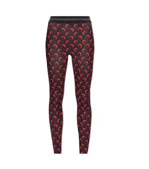 Marine Serre MOON PRINTED JERSEY LEGGINGS in red SECOND SOURCE