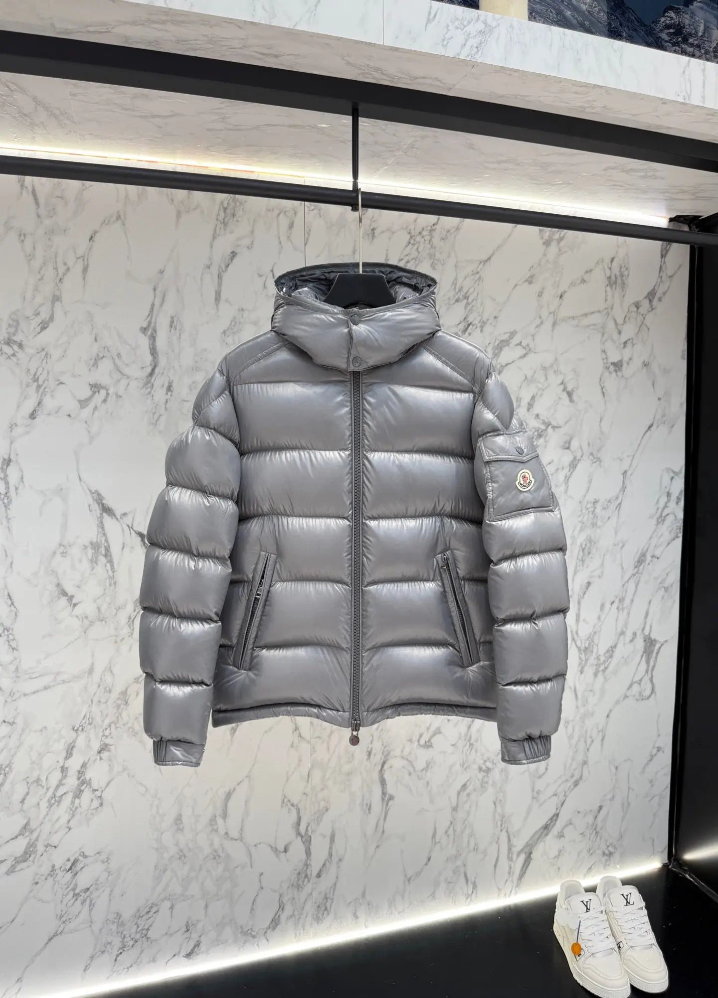Moncler Maya Silver and Maroon - SECOND SOURCE
