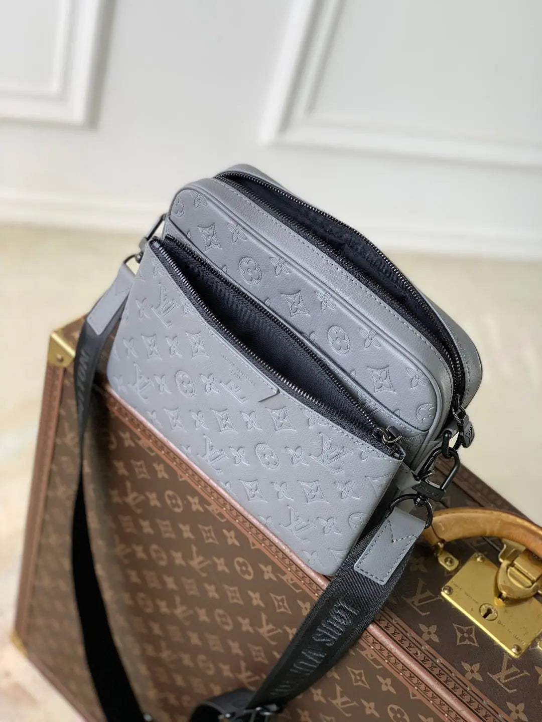 Trio Messenger Bag - Monogram Shadow Leather Grey Louis Vuitton