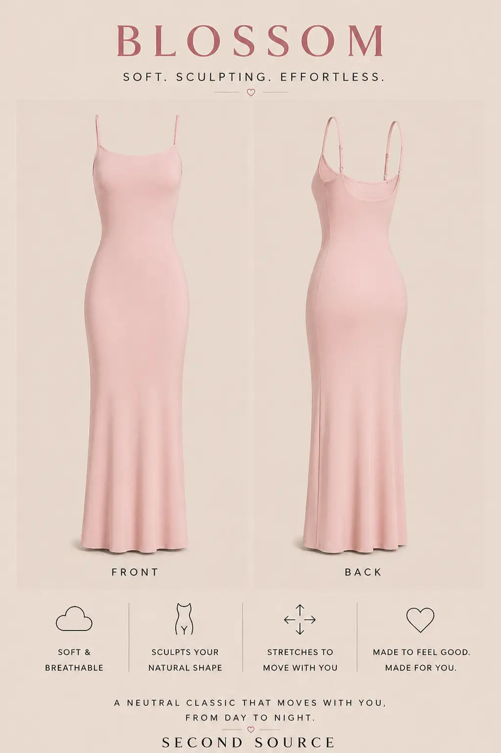 SKIMS RIBBED Soft Lounge Slip Dress SECOND SOURCE