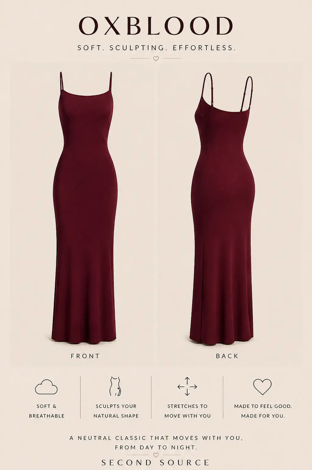 SKIMS RIBBED Soft Lounge Slip Dress SECOND SOURCE