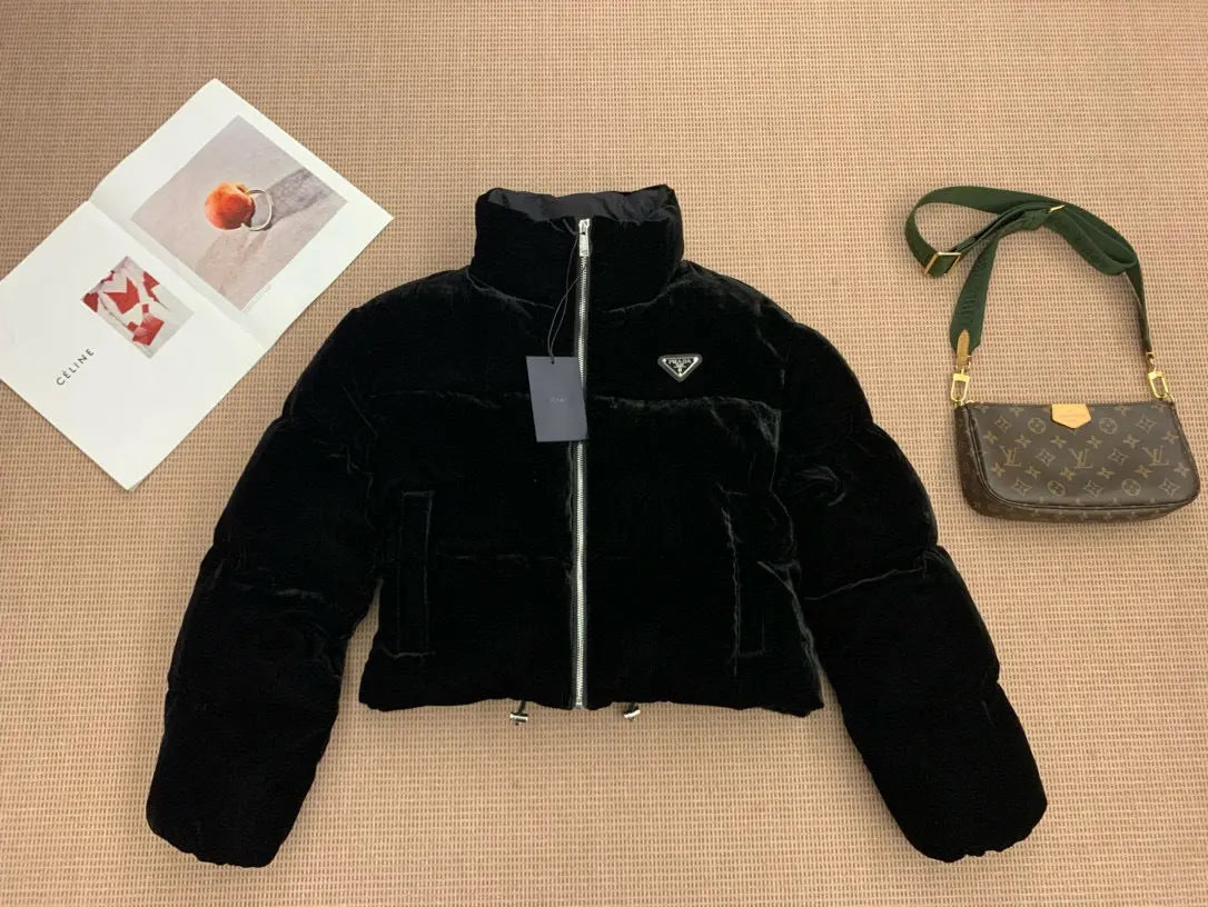 Prada Convertible Cropped Velvet-Down Jacket - SECOND SOURCE