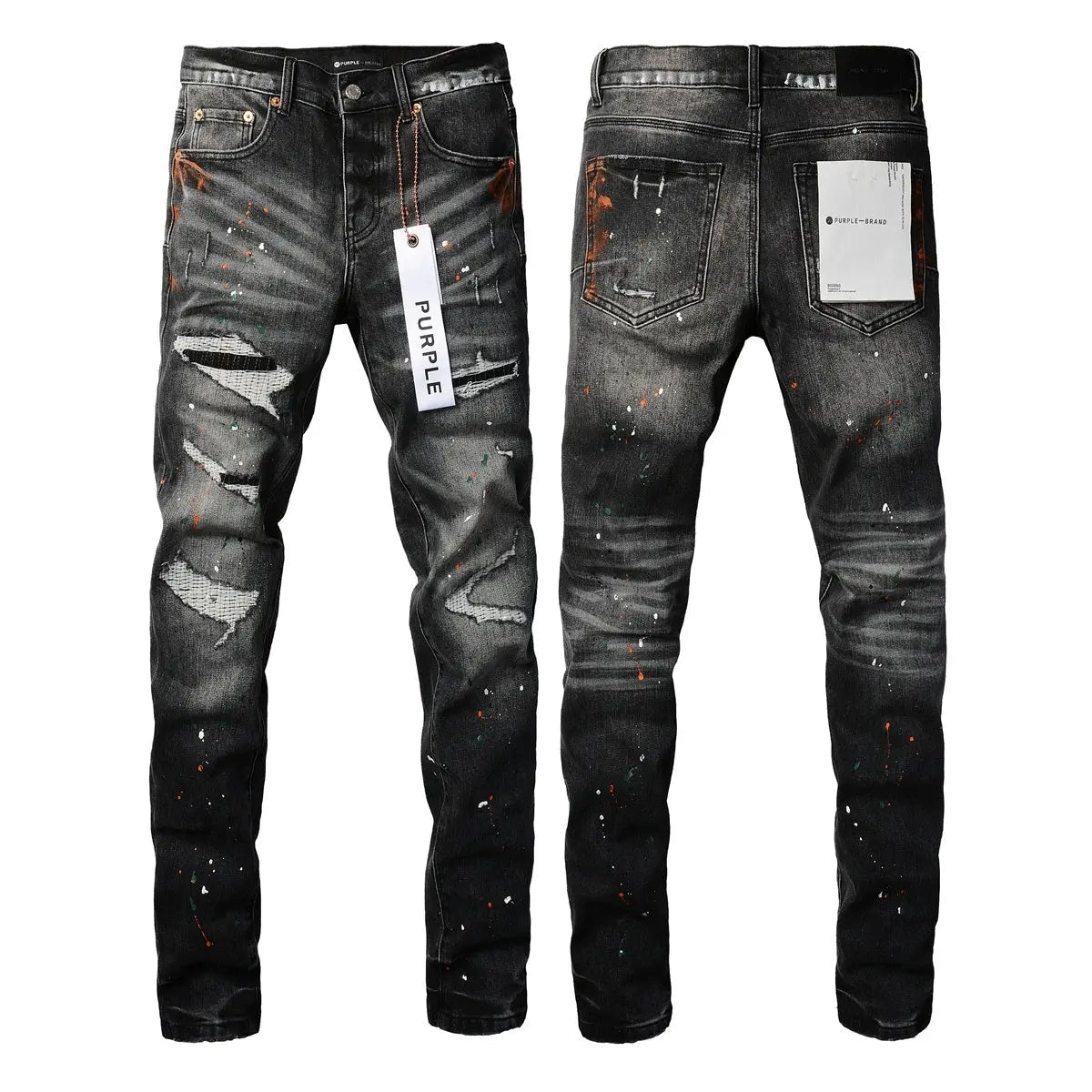 Purple Brand Jeans Black With Orange splatter - SECOND SOURCE