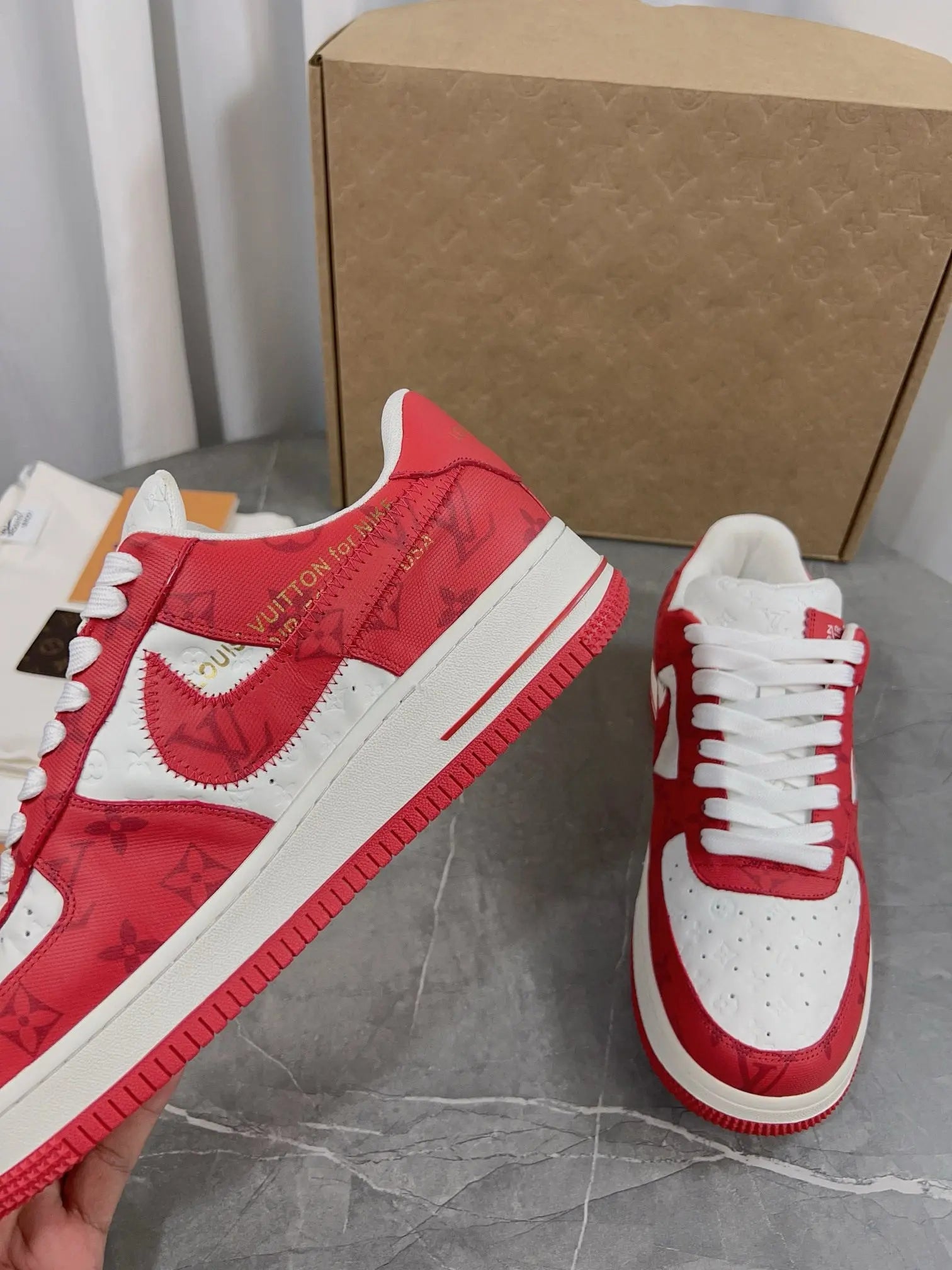 NIKE X LOUIS VUITTON Red Air Force 1 - SECOND SOURCE