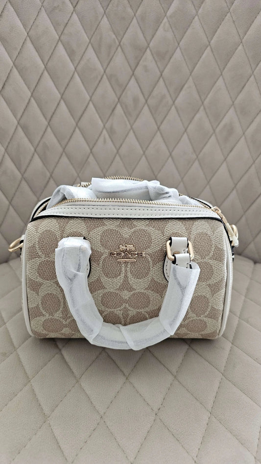 Coach Rowan MINI Satchel Bag In Signature Canvas Tan SECOND SOURCE