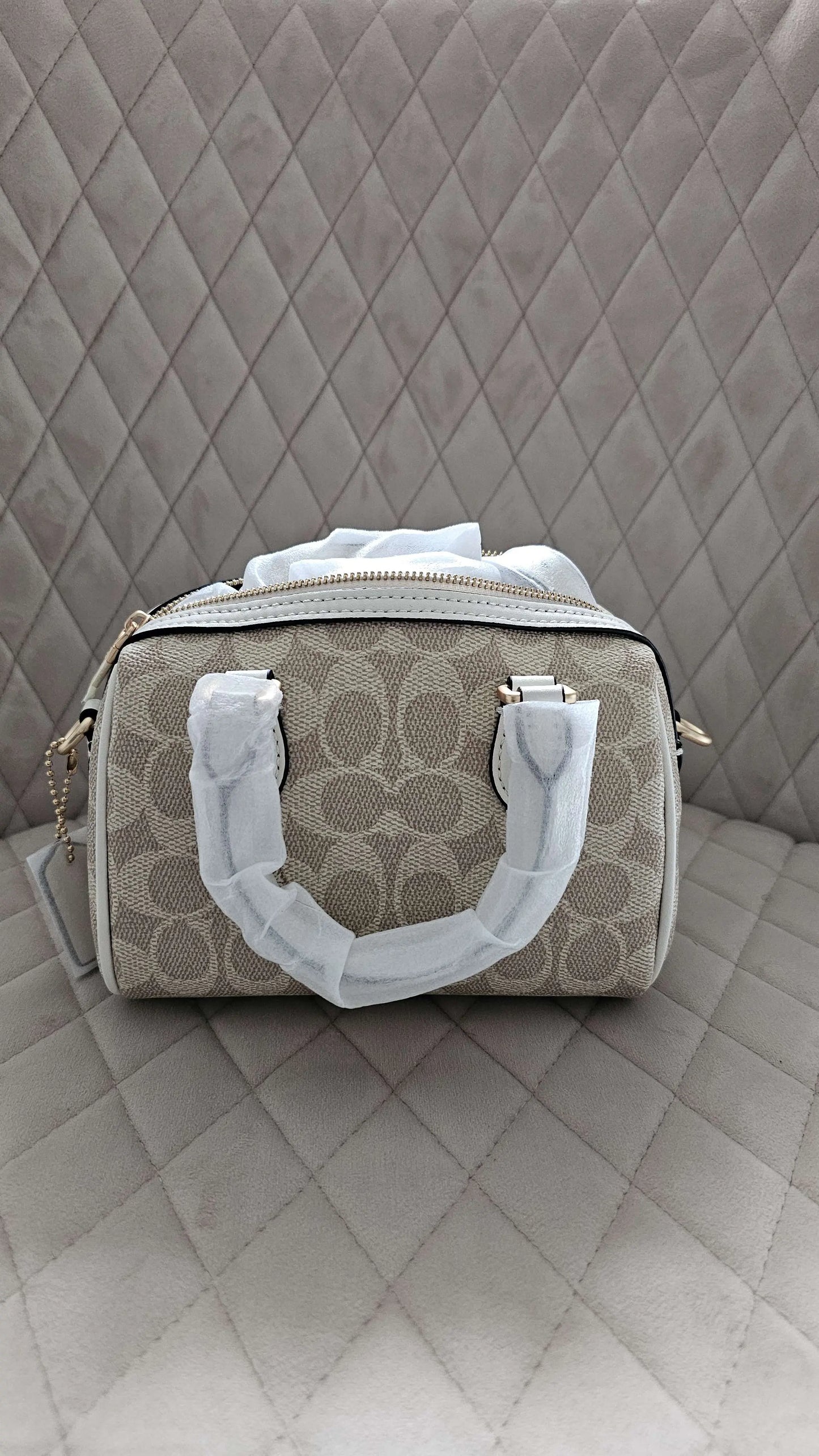 Coach Rowan MINI Satchel Bag In Signature Canvas Tan SECOND SOURCE