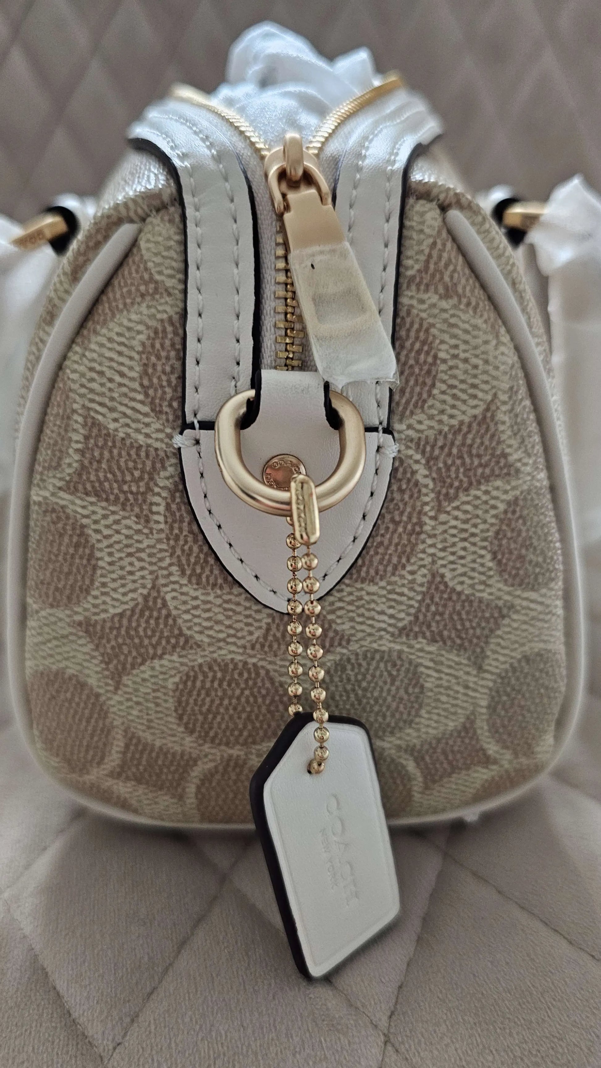 Coach Rowan MINI Satchel Bag In Signature Canvas Tan SECOND SOURCE