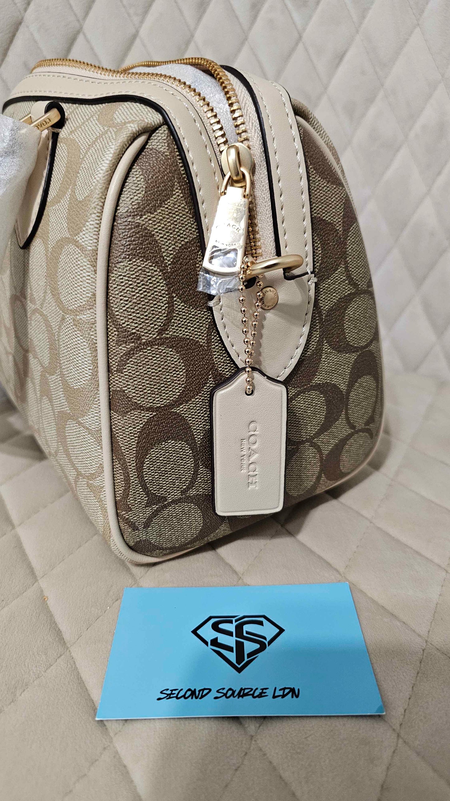 Coach Rowan Satchel Bag In Signature Canvas Sand SECOND SOURCE