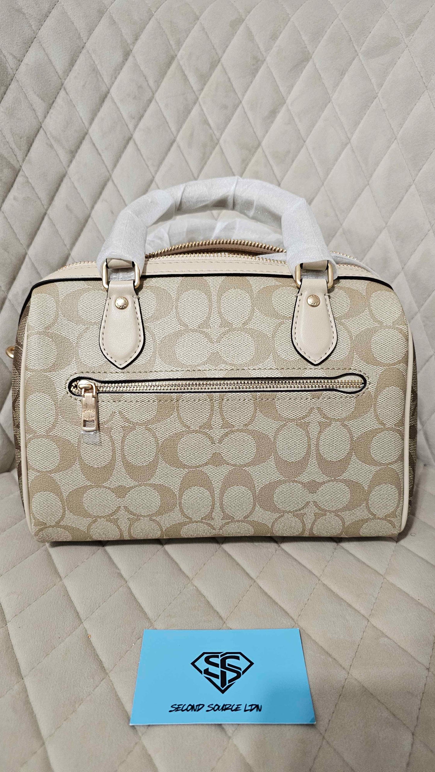 Coach Rowan Satchel Bag In Signature Canvas Sand SECOND SOURCE