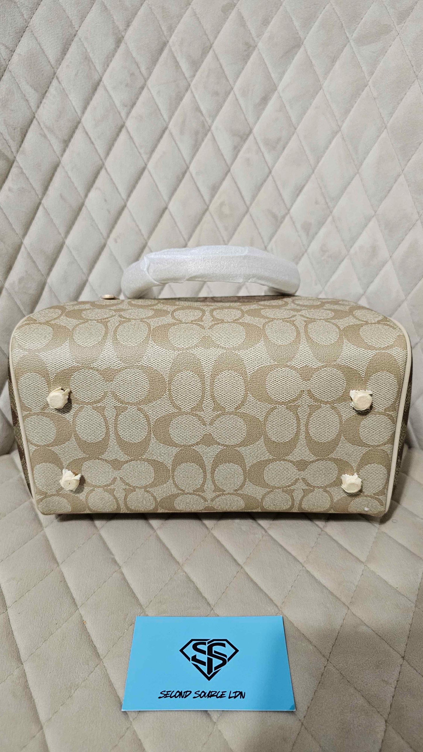 Coach Rowan Satchel Bag In Signature Canvas Sand SECOND SOURCE
