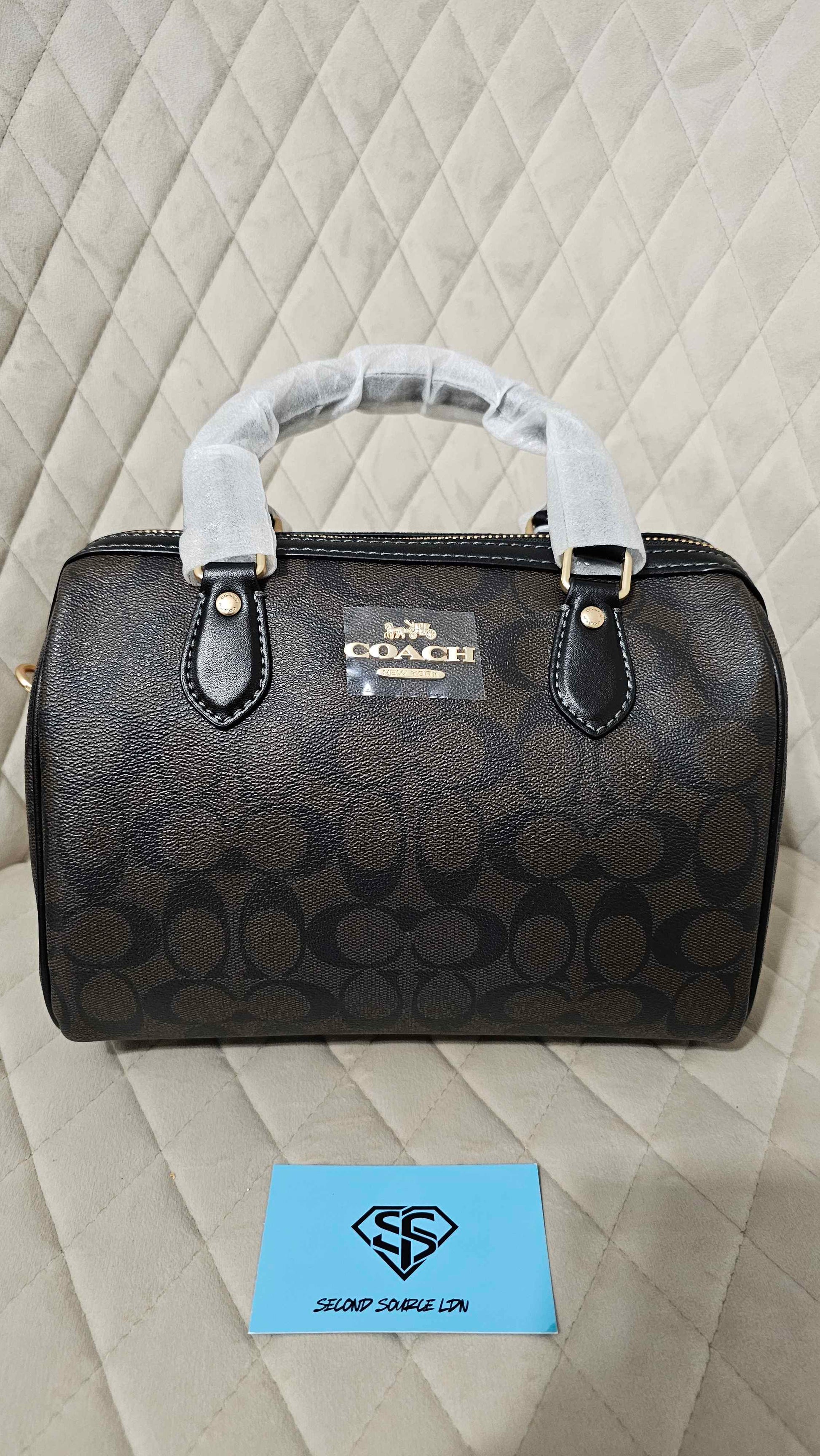 Coach Rowan Satchel Bag In Signature Canvas Brown SECOND SOURCE