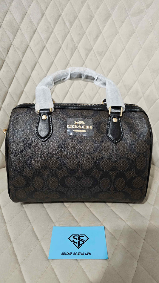 Coach Rowan Satchel Bag In Signature Canvas Brown SECOND SOURCE