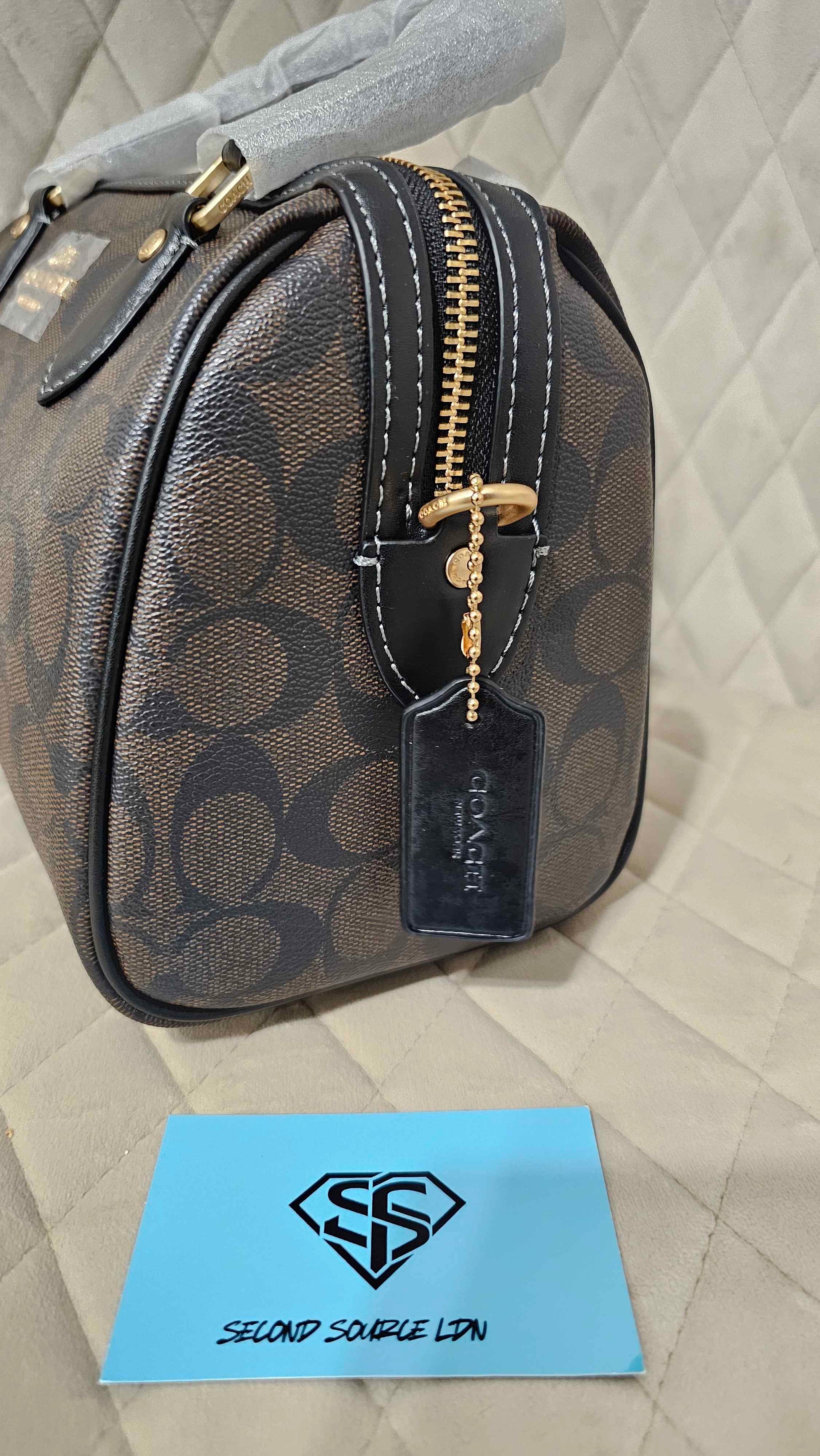 Coach Rowan Satchel Bag In Signature Canvas Brown SECOND SOURCE