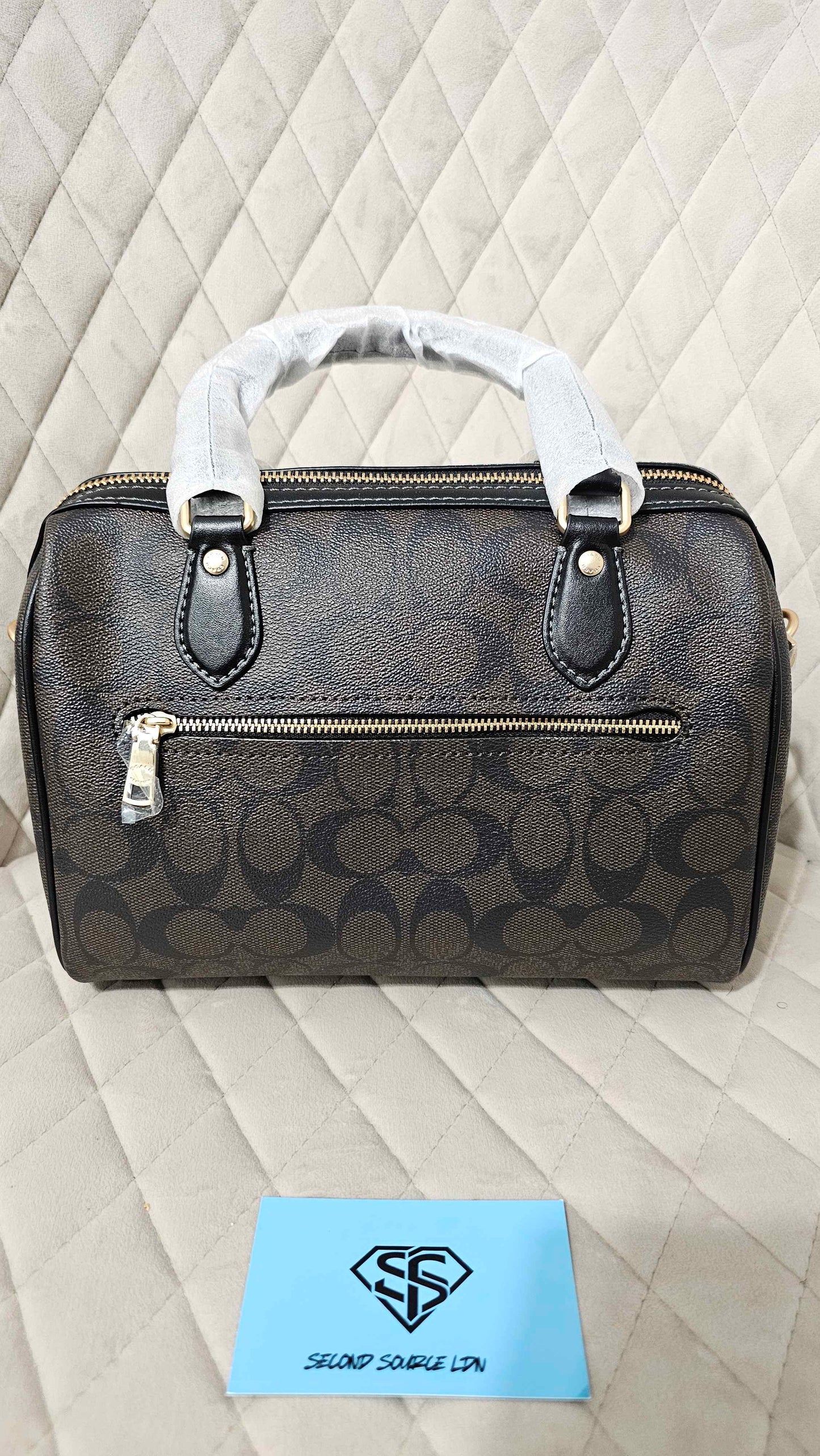 Coach Rowan Satchel Bag In Signature Canvas Brown SECOND SOURCE