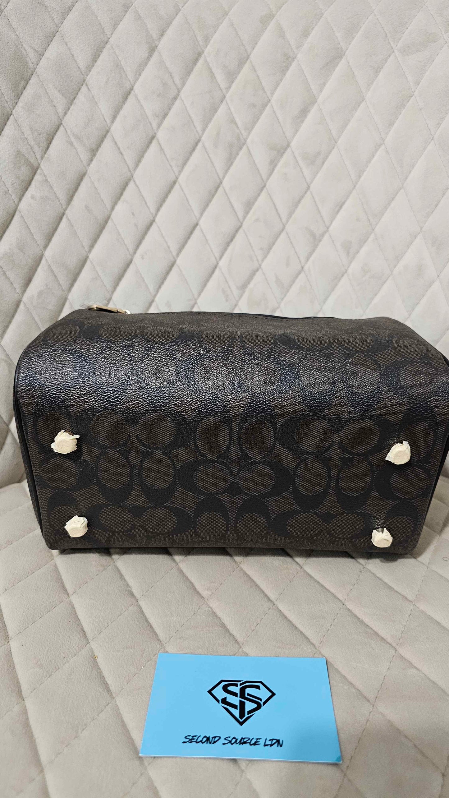 Coach Rowan Satchel Bag In Signature Canvas Brown SECOND SOURCE
