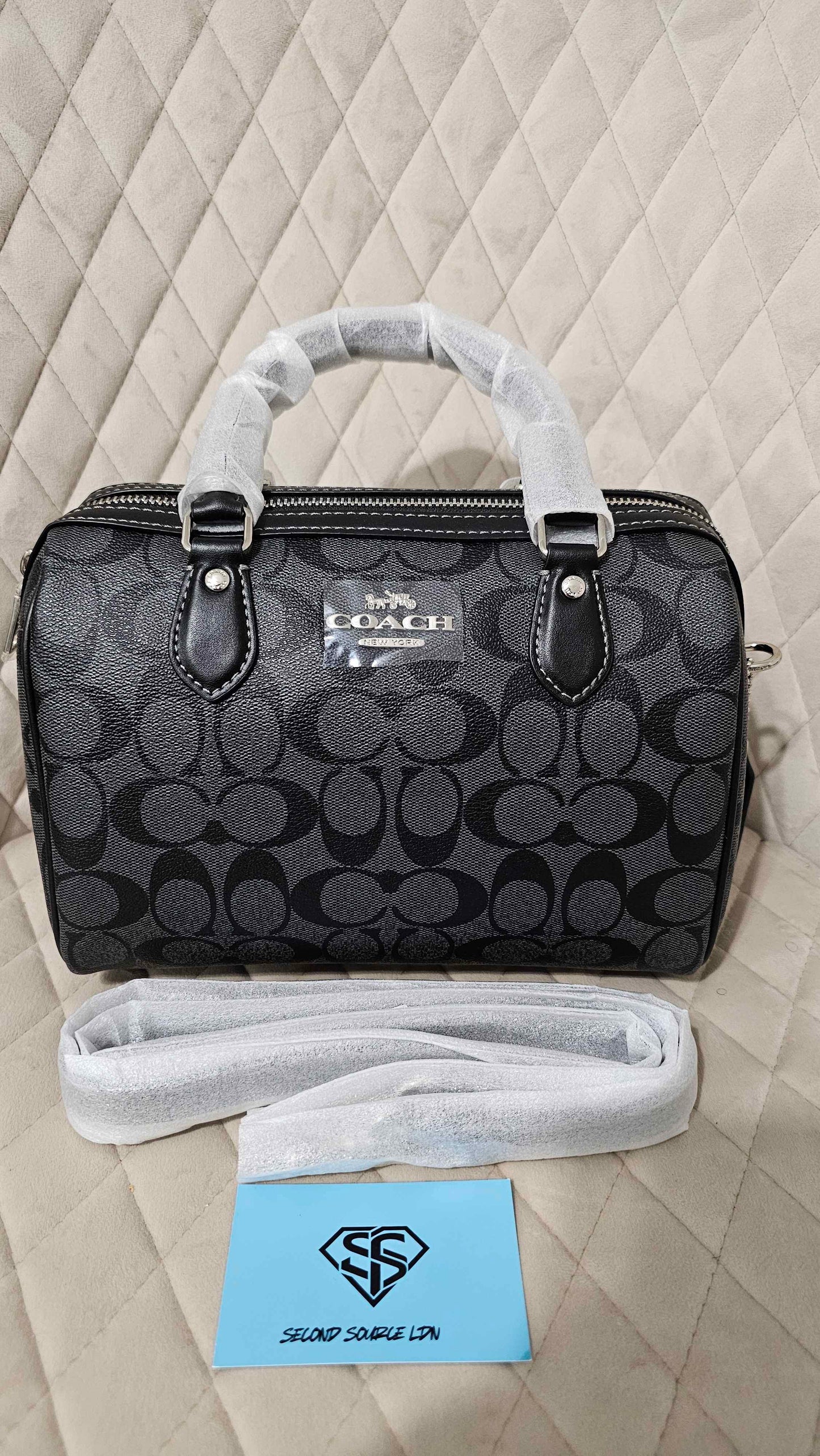 Coach Rowan Satchel Bag In Signature Canvas Black SECOND SOURCE