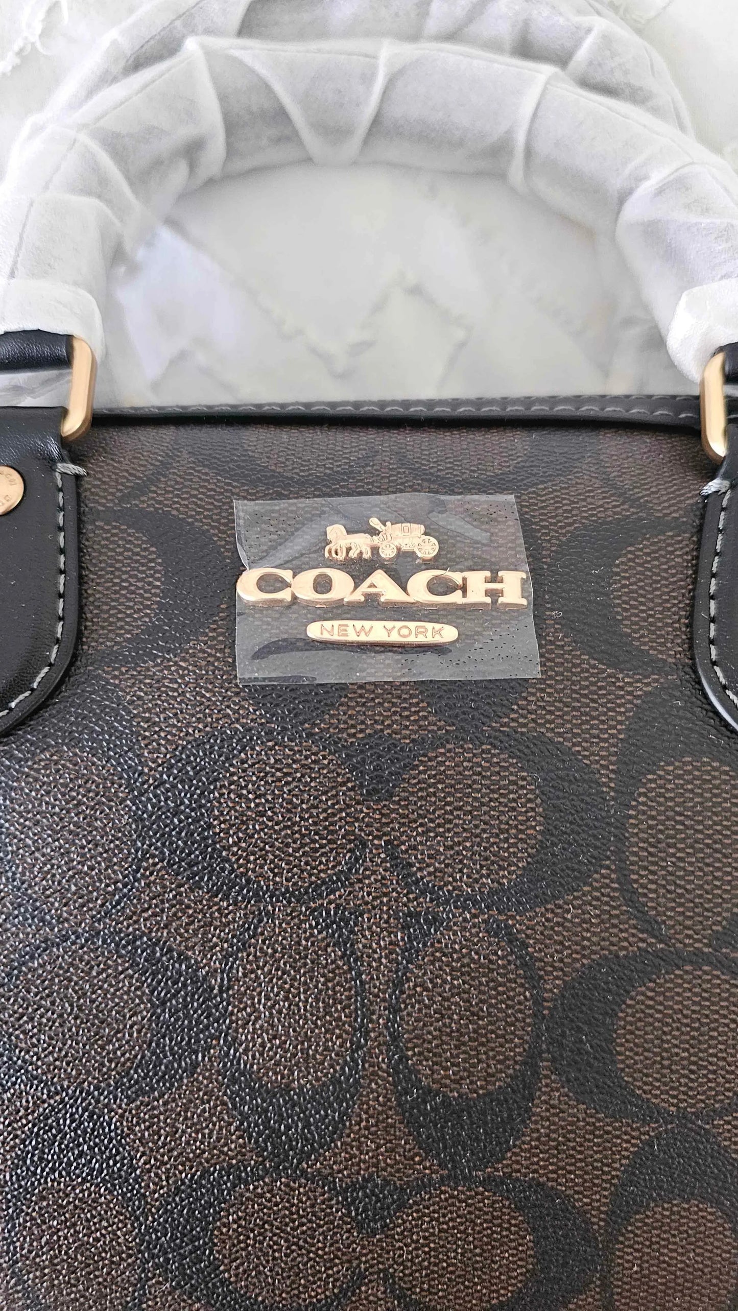 Coach Rowan Satchel Bag In Signature Canvas Brown SECOND SOURCE