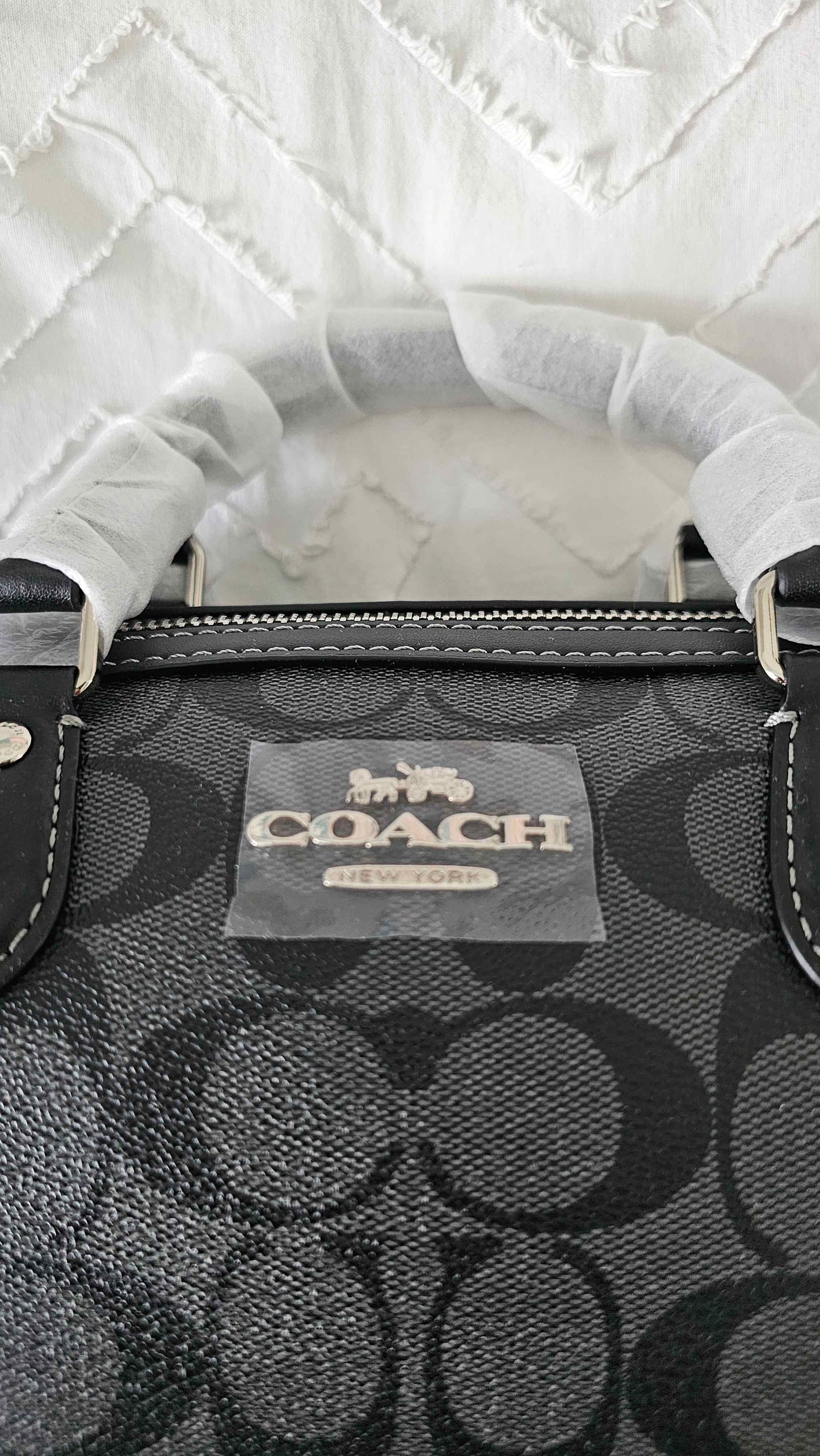 Coach Rowan Satchel Bag In Signature Canvas Black SECOND SOURCE