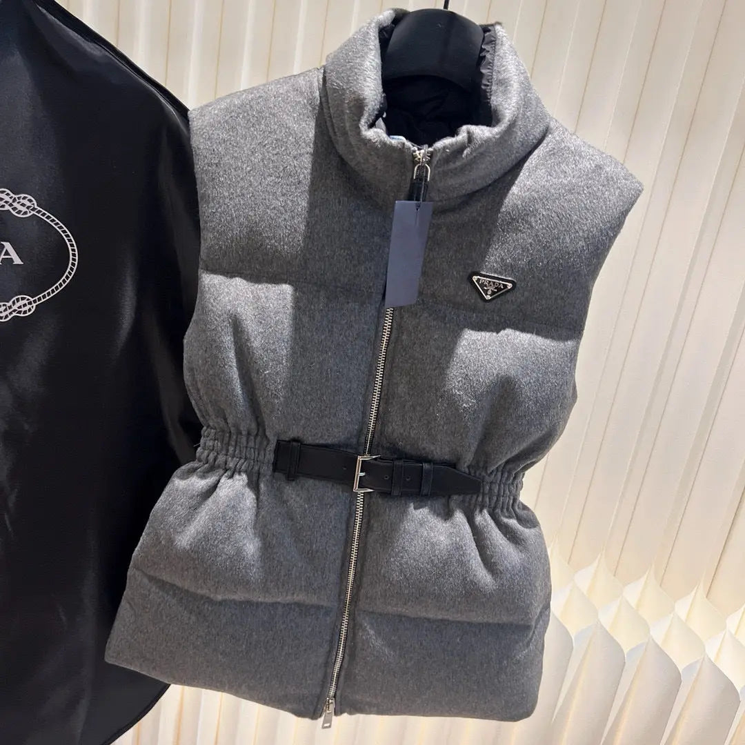 Prada Wool Belted Down Gilet - SECOND SOURCE