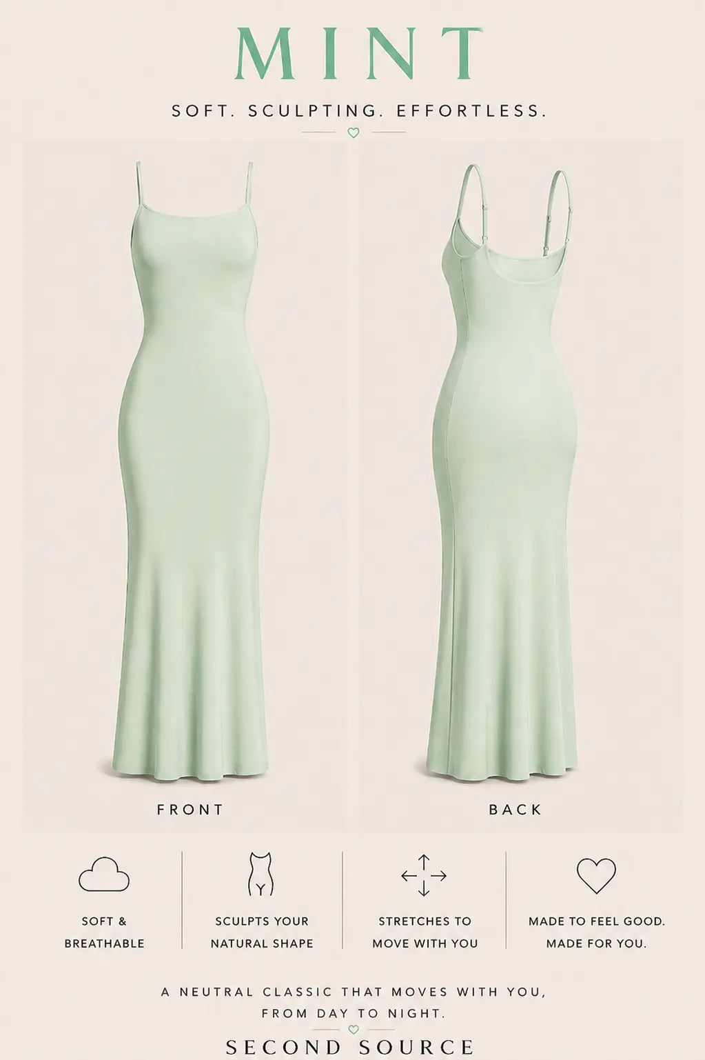 SKIMS RIBBED Soft Lounge Slip Dress SECOND SOURCE