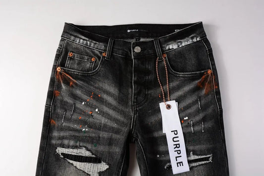 Purple Brand Jeans Black With Orange splatter - SECOND SOURCE