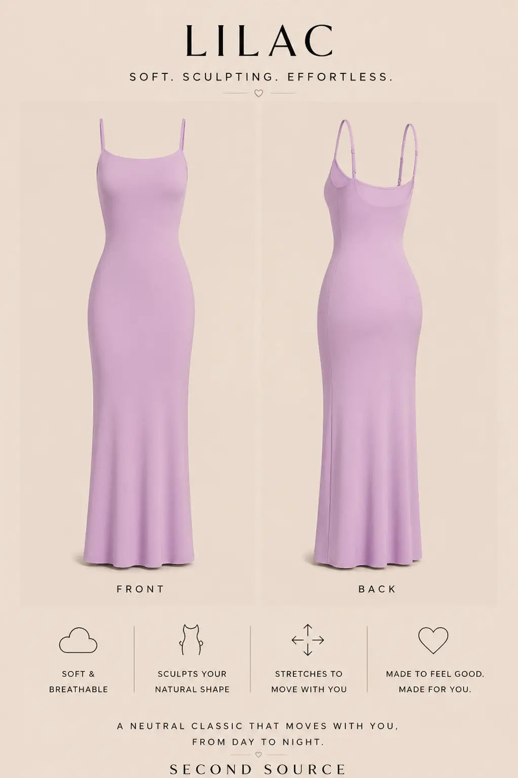 SKIMS RIBBED Soft Lounge Slip Dress SECOND SOURCE
