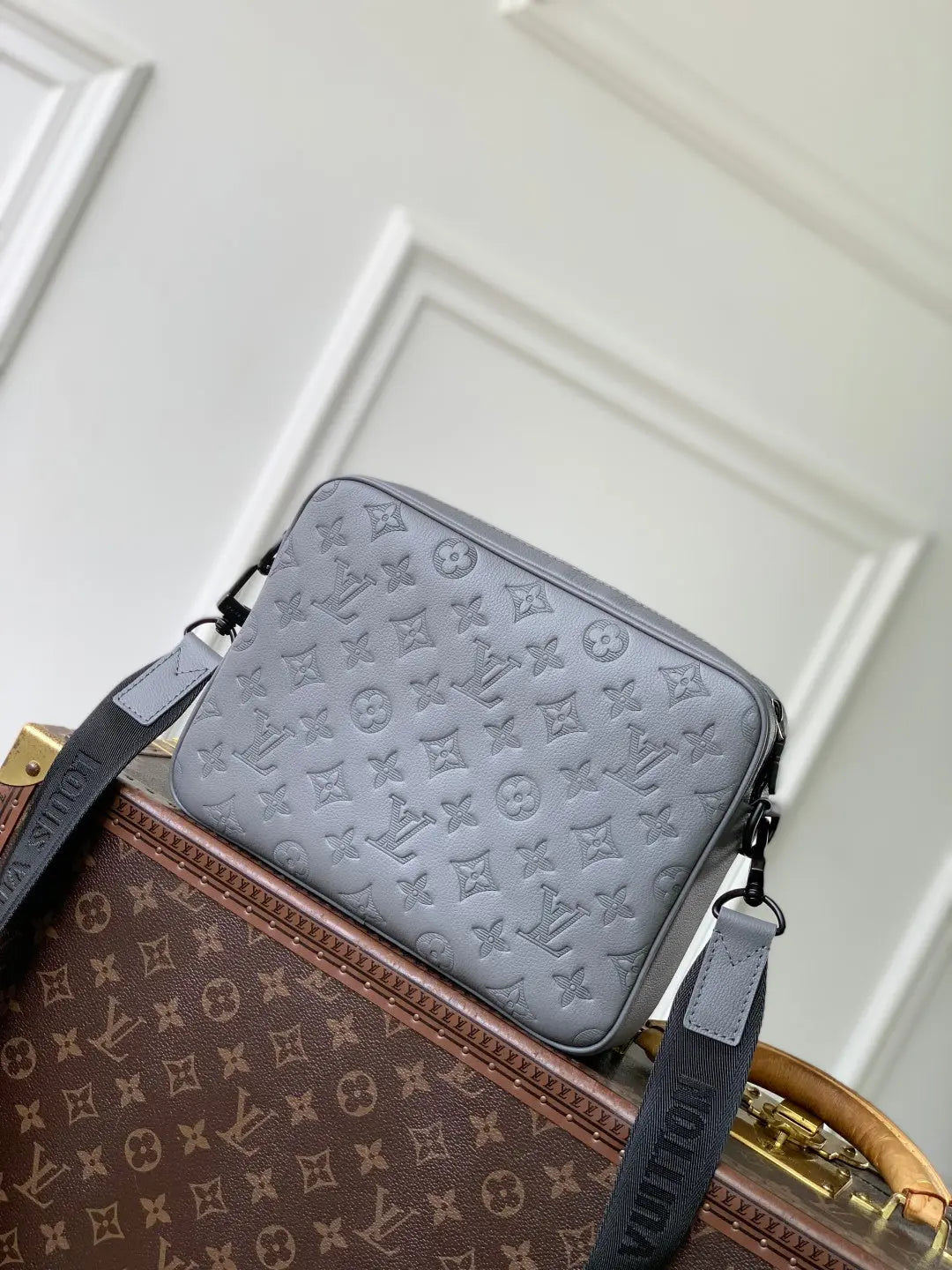 Trio Messenger Bag - Monogram Shadow Leather Grey Louis Vuitton