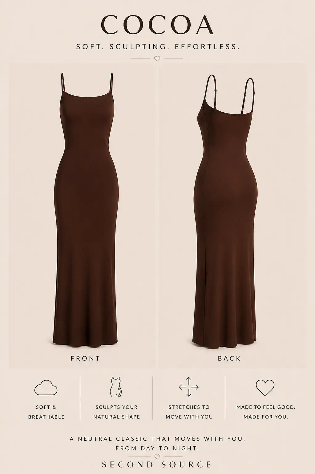 SKIMS RIBBED Soft Lounge Slip Dress SECOND SOURCE