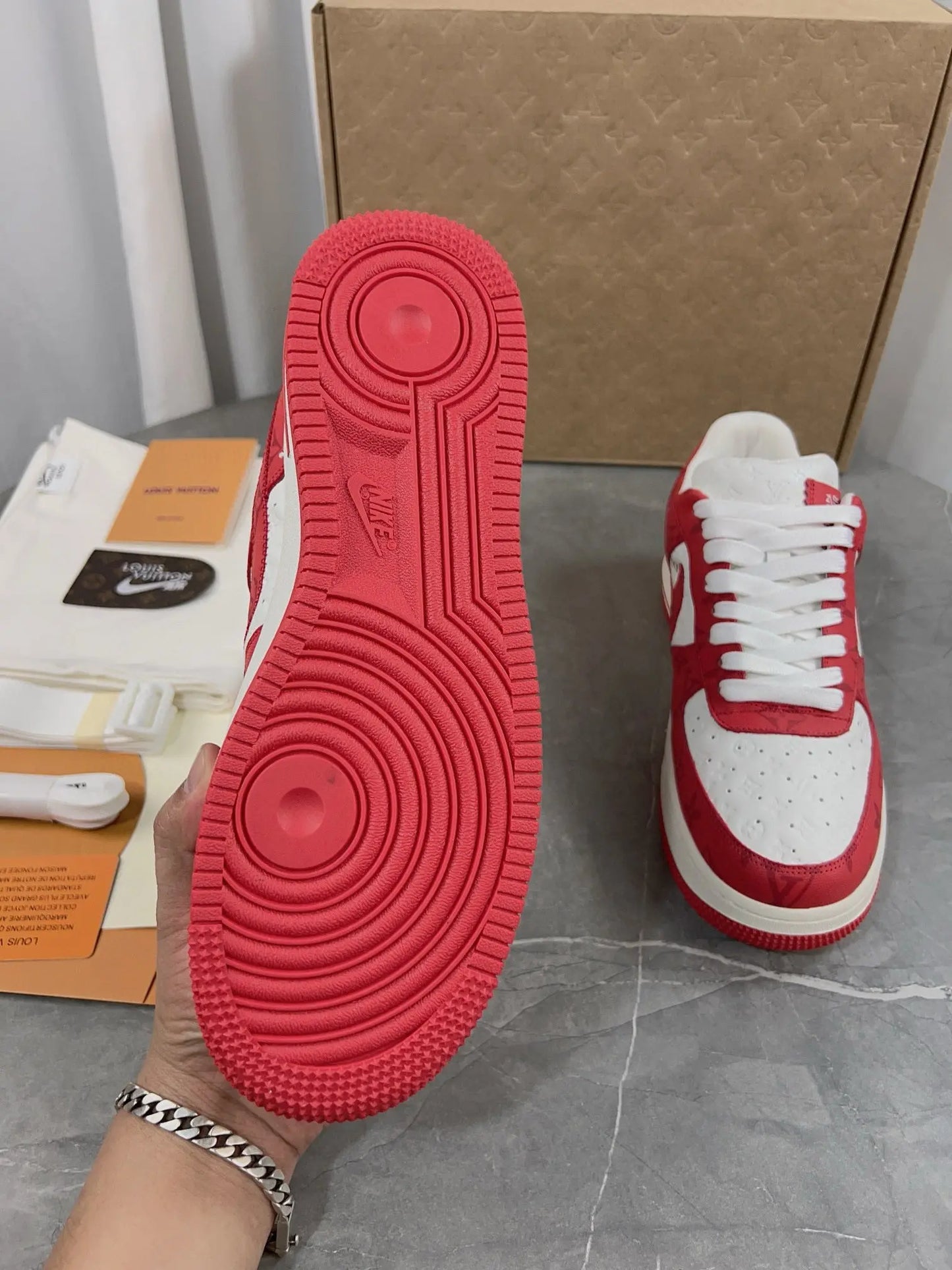 NIKE X LOUIS VUITTON Red Air Force 1 - SECOND SOURCE
