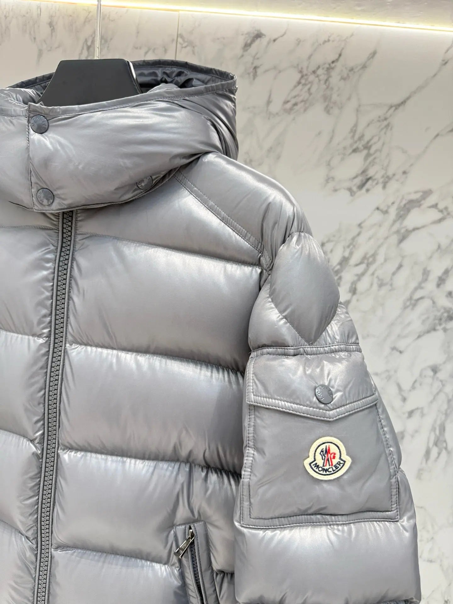 Moncler Maya Silver and Maroon - SECOND SOURCE