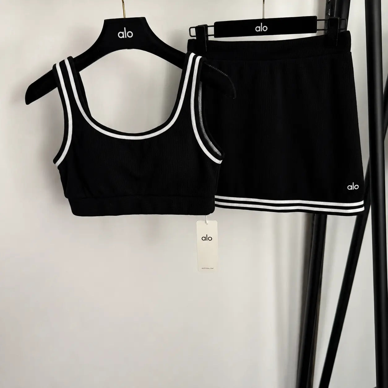 ALO Tennis Club Sweater Knit Skirt And Bra SECOND SOURCE