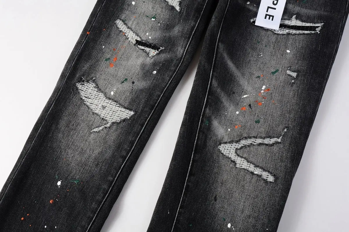 Purple Brand Jeans Black With Orange splatter - SECOND SOURCE