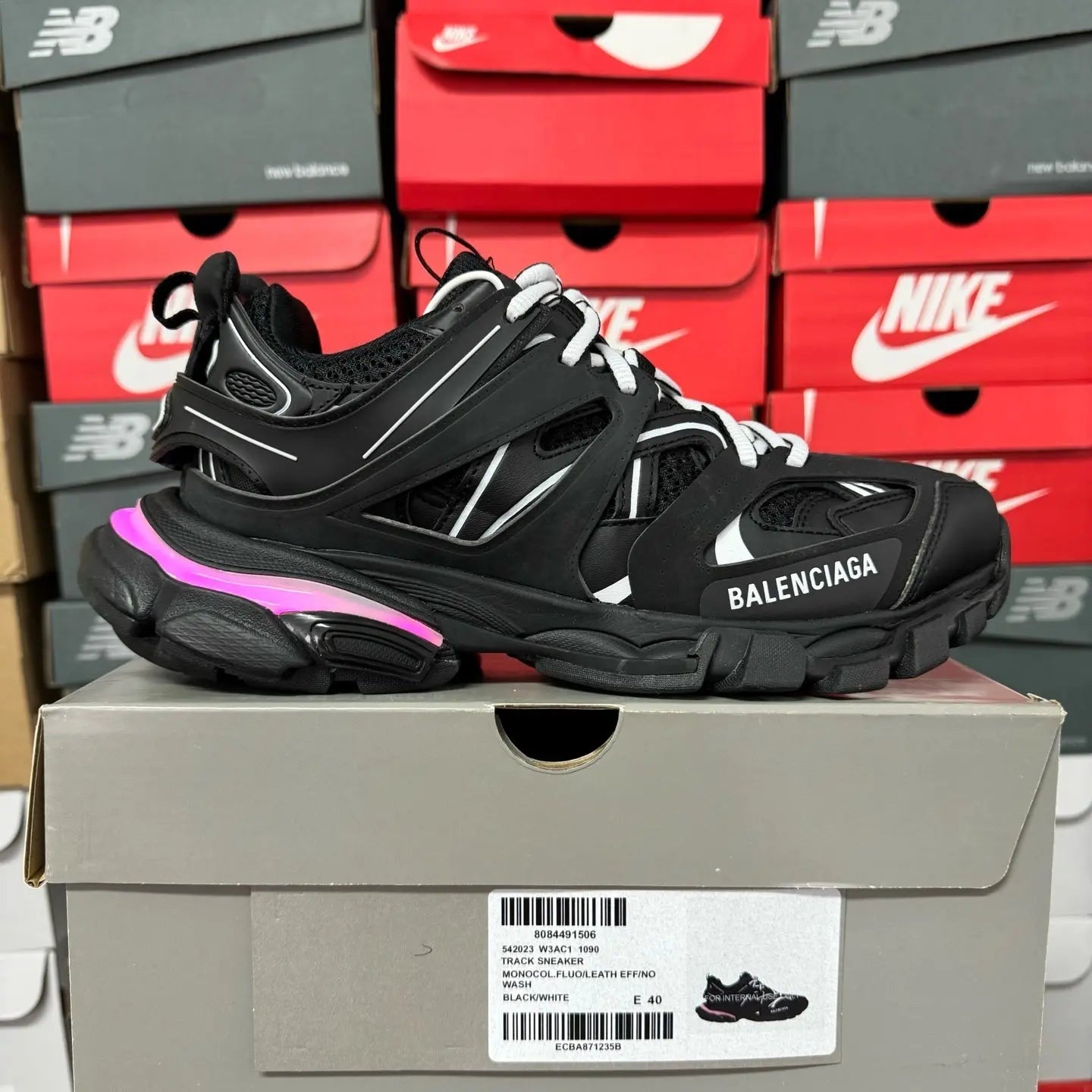 Blenciaga Tracks LED Black (White Laces) - SECOND SOURCE