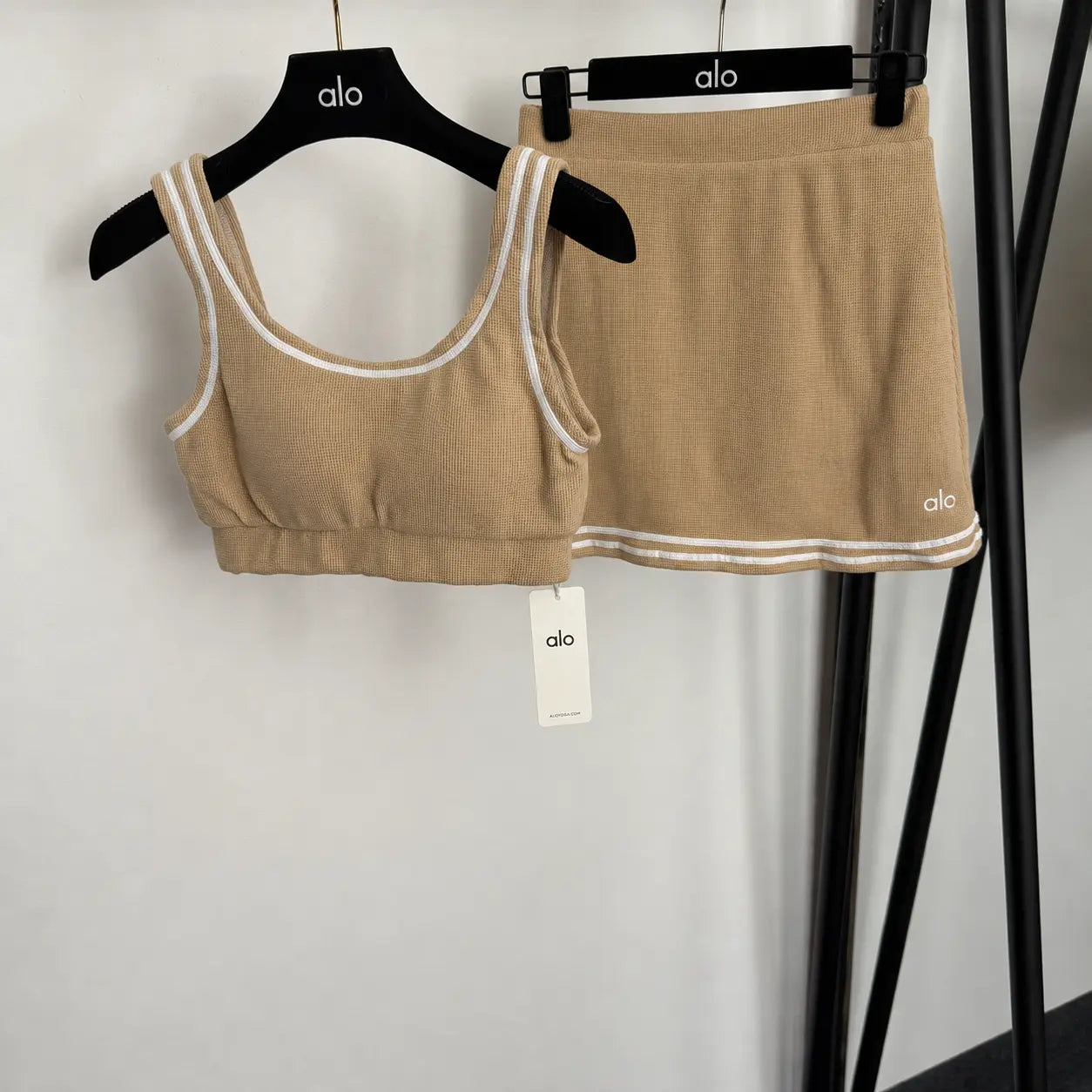 ALO Tennis Club Sweater Knit Skirt And Bra SECOND SOURCE