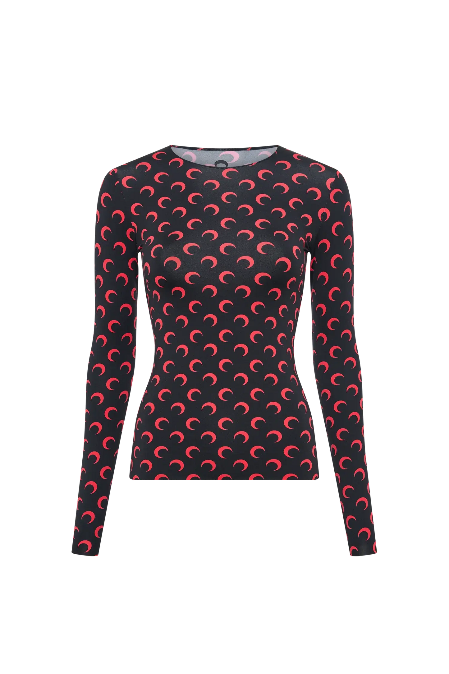 Marine Serre Recycled Moon Jersey Second Skin Crewneck Top Red Moon SECOND SOURCE