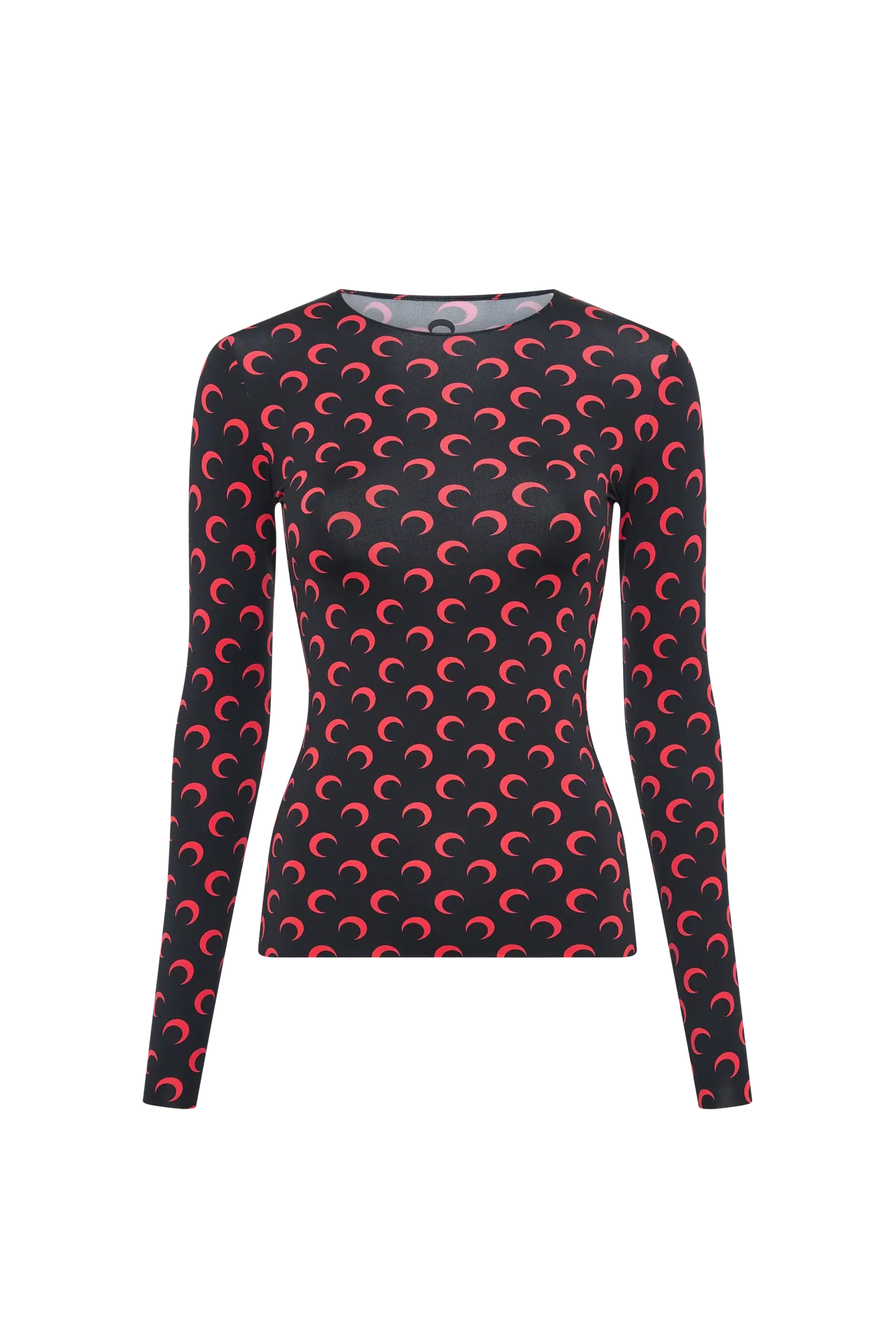 Marine Serre Recycled Moon Jersey Second Skin Crewneck Top Red Moon SECOND SOURCE