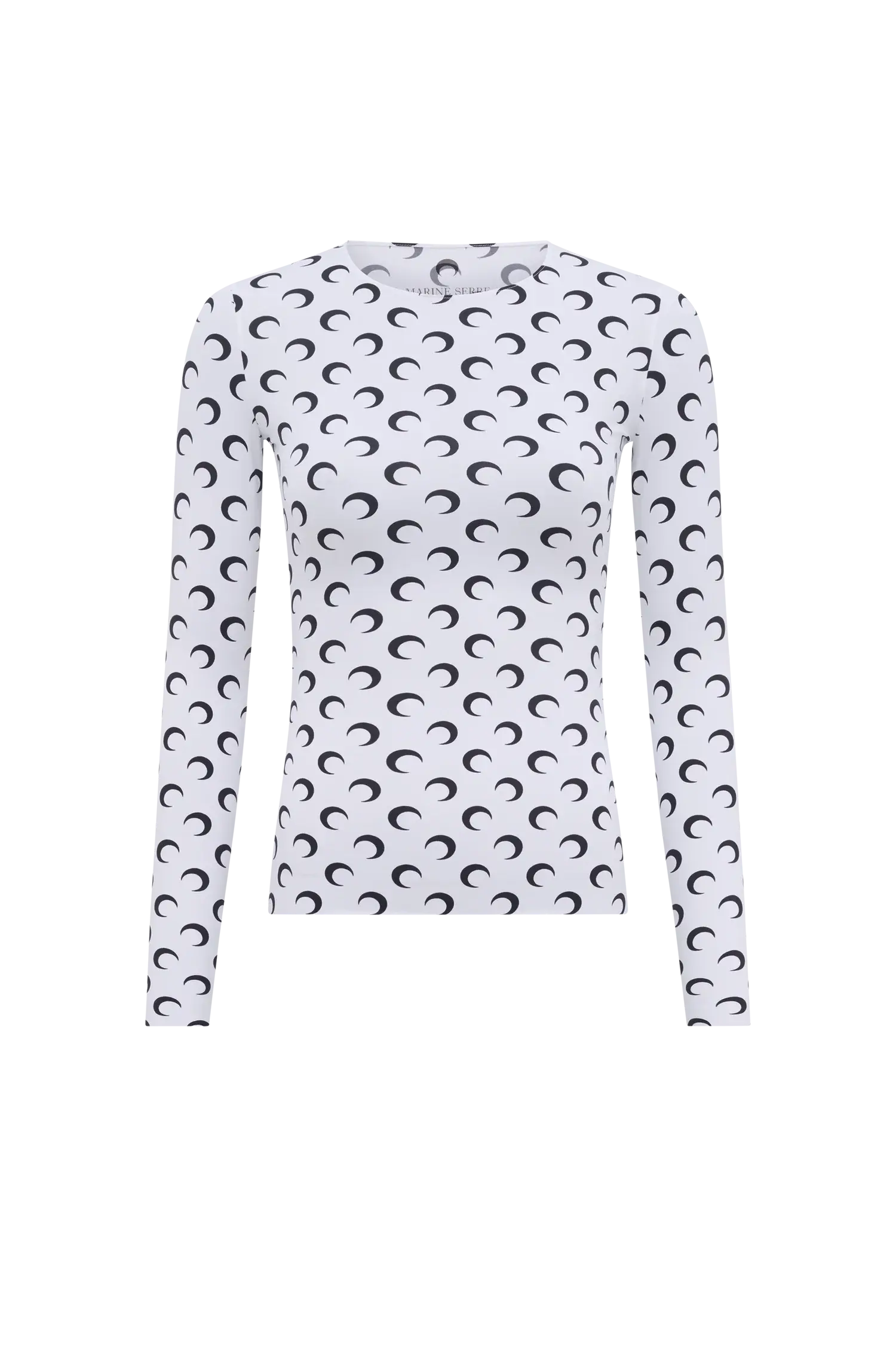 Marine Serre Recycled Moon Jersey Second Skin Crewneck Top in White SECOND SOURCE
