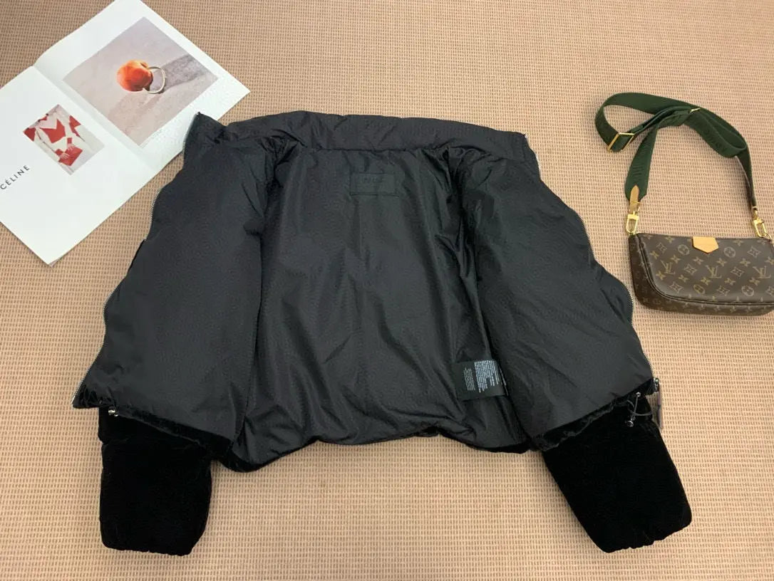 Prada Convertible Cropped Velvet-Down Jacket - SECOND SOURCE