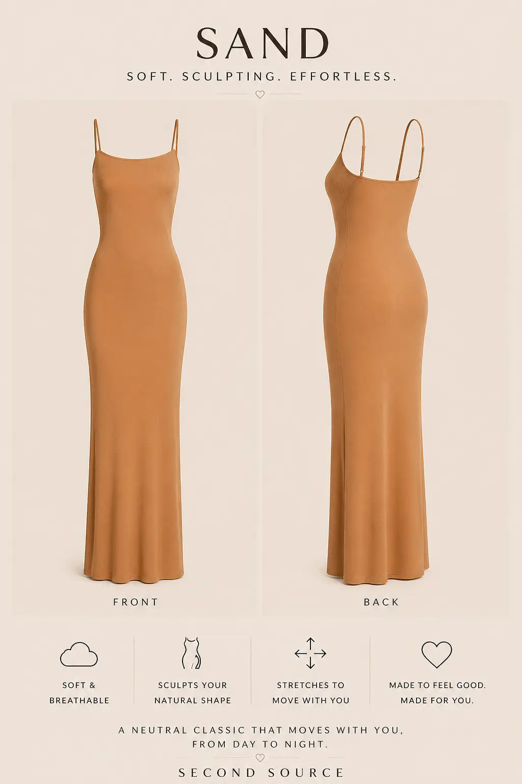 SKIMS RIBBED Soft Lounge Slip Dress SECOND SOURCE