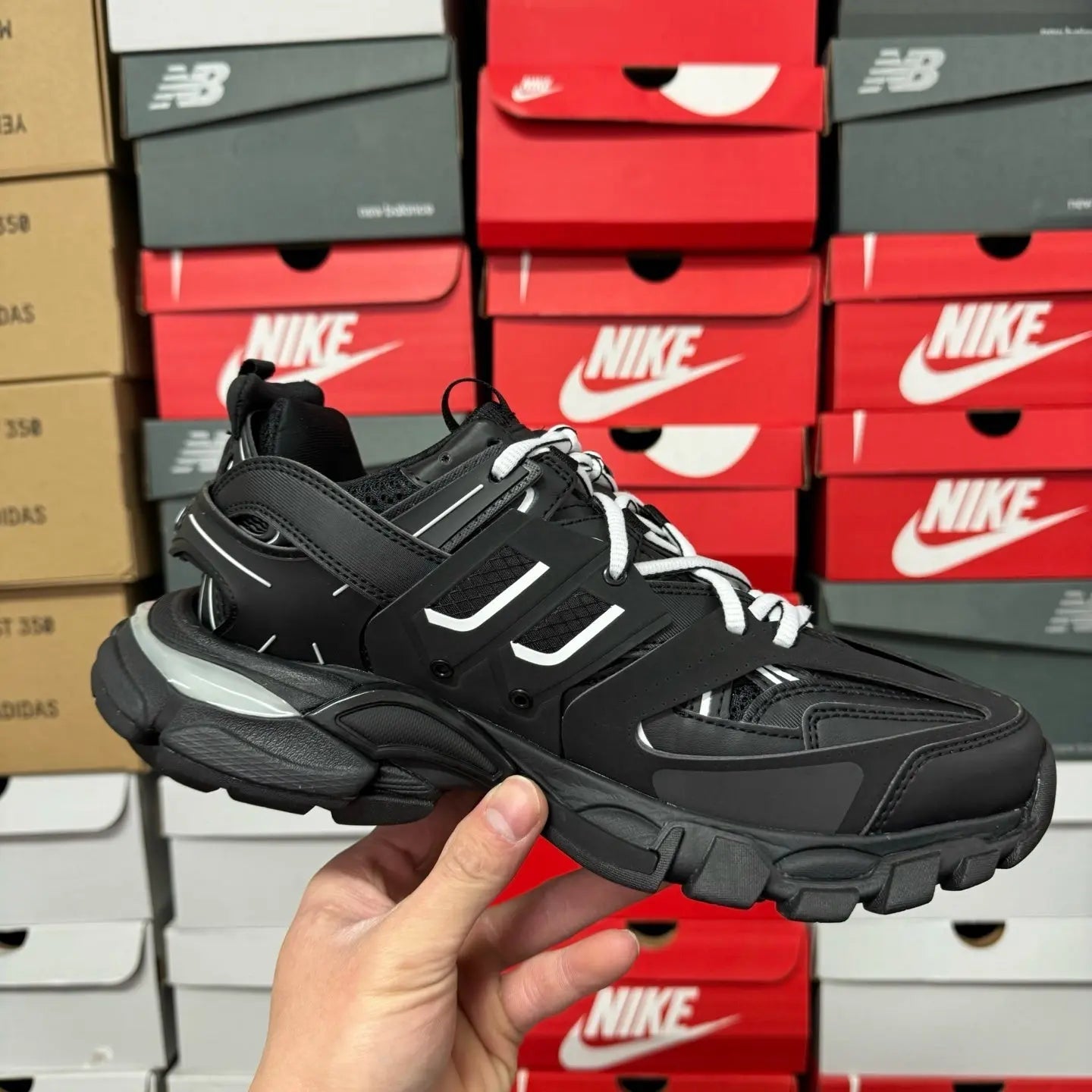 Blenciaga Tracks LED Black (White Laces) - SECOND SOURCE