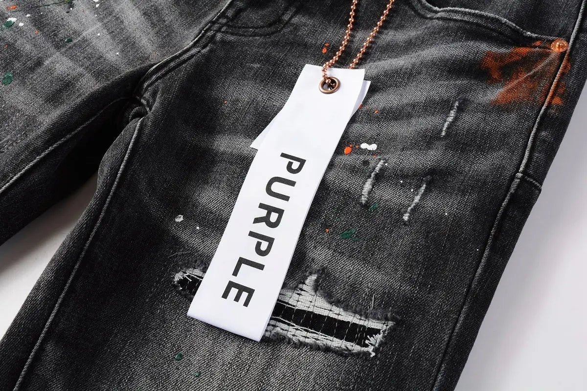 Purple Brand Jeans Black With Orange splatter - SECOND SOURCE