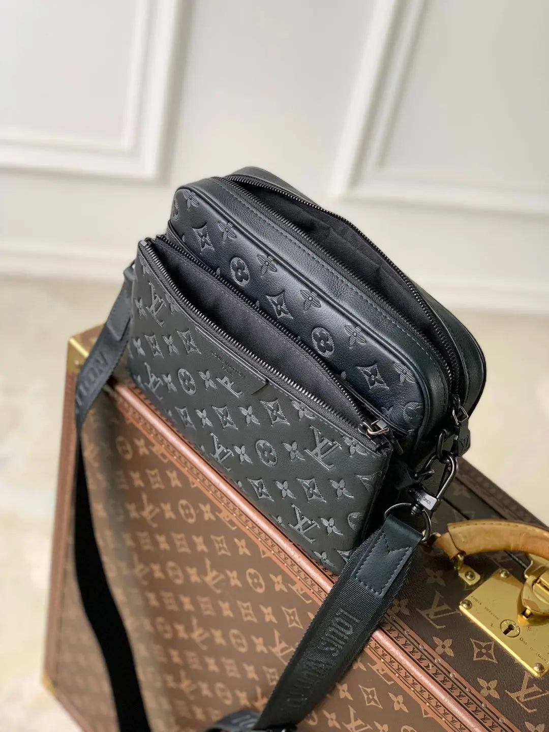 Trio Messenger Bag - Monogram Shadow Leather Black Louis Vuitton