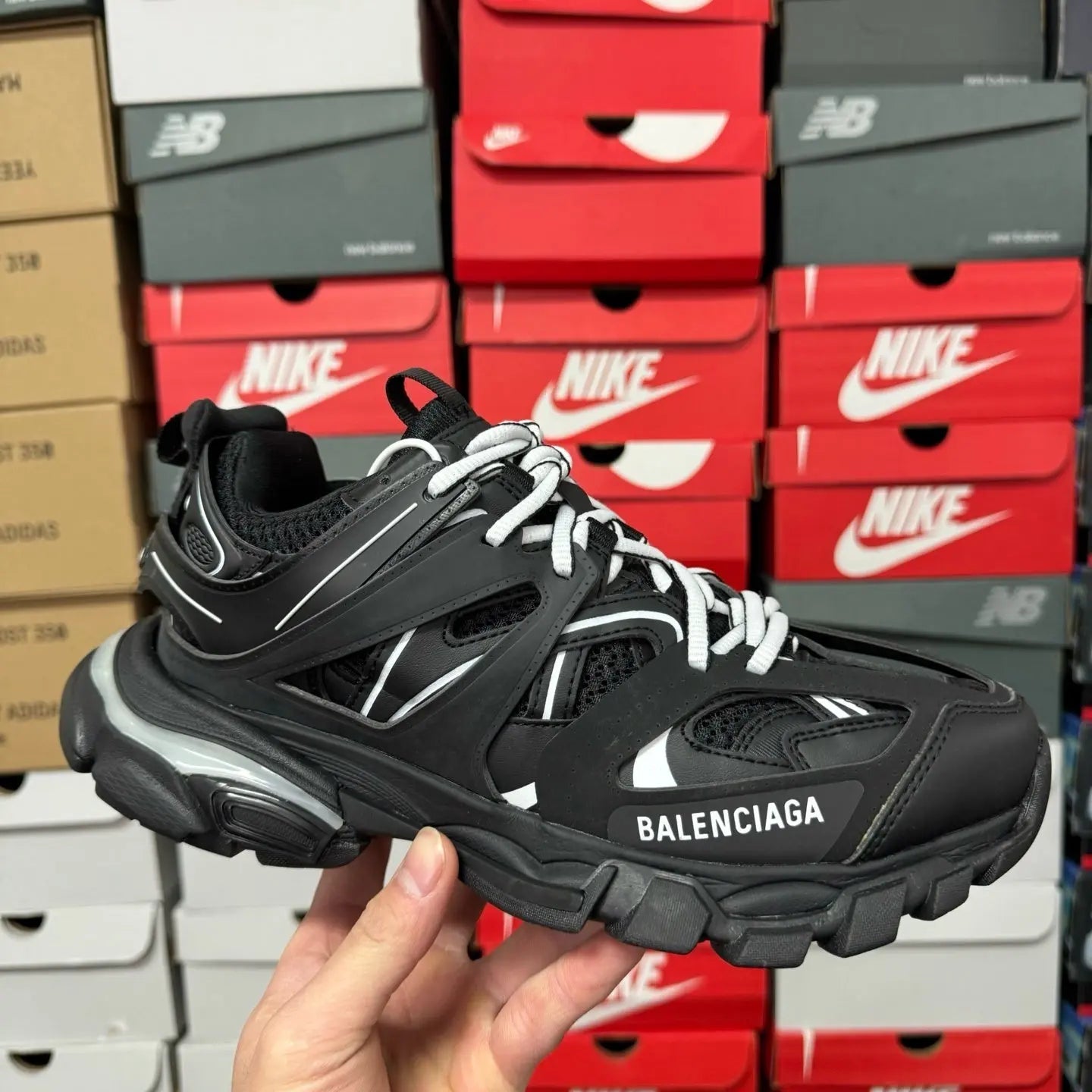 Blenciaga Tracks LED Black (White Laces) - SECOND SOURCE
