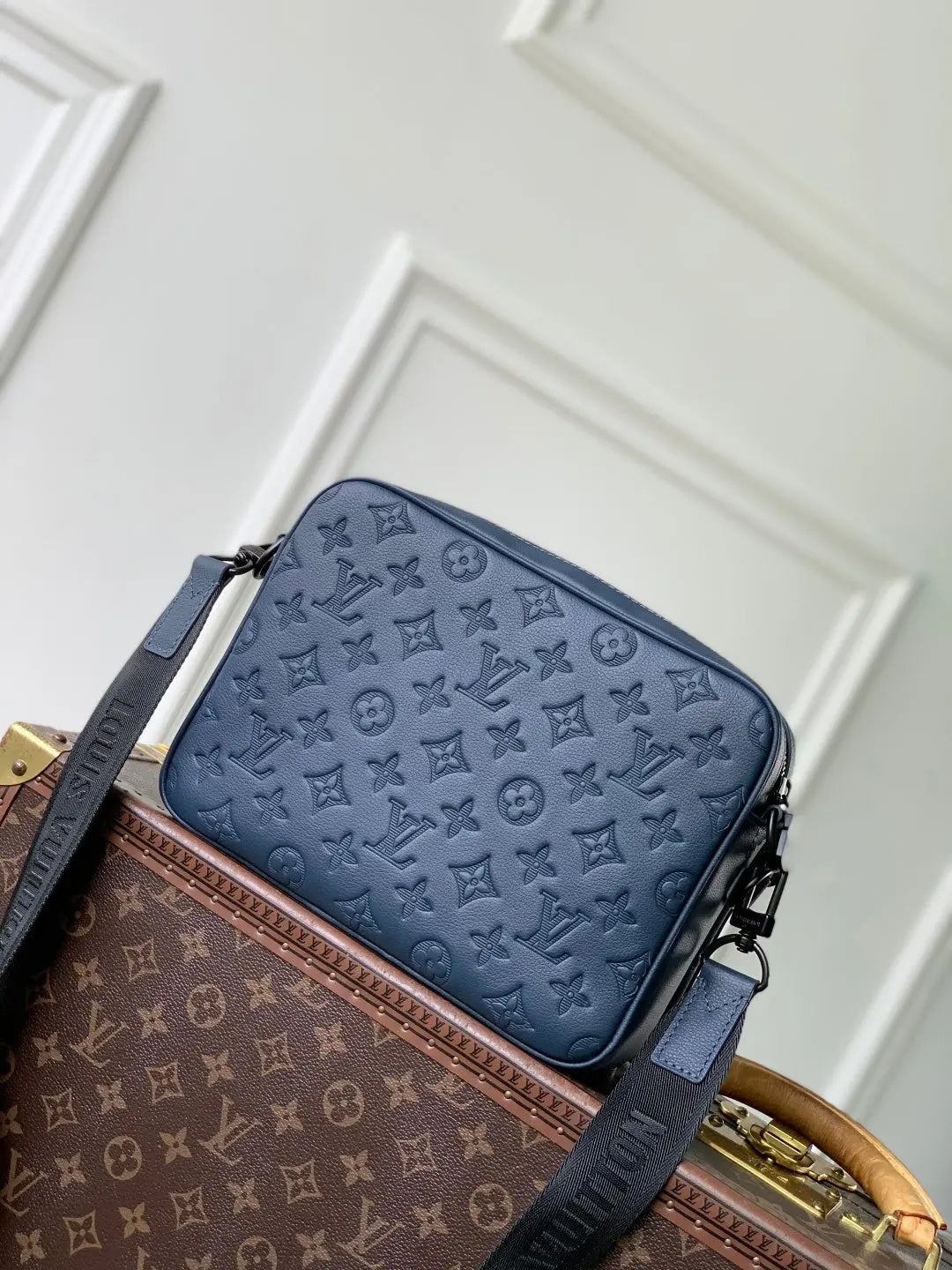 Trio Messenger Bag - Monogram Shadow Leather Blue Louis Vuitton