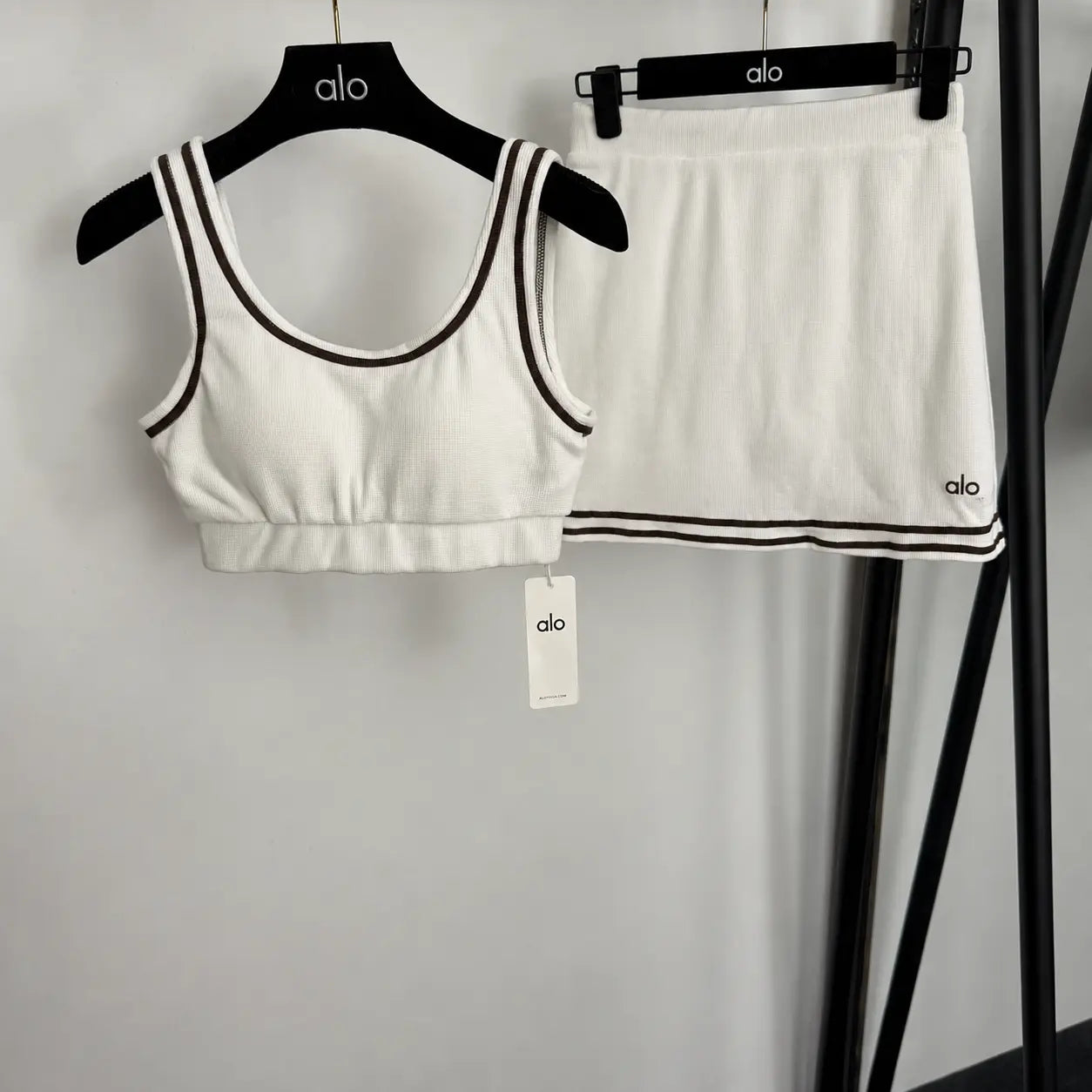 ALO Tennis Club Sweater Knit Skirt And Bra SECOND SOURCE