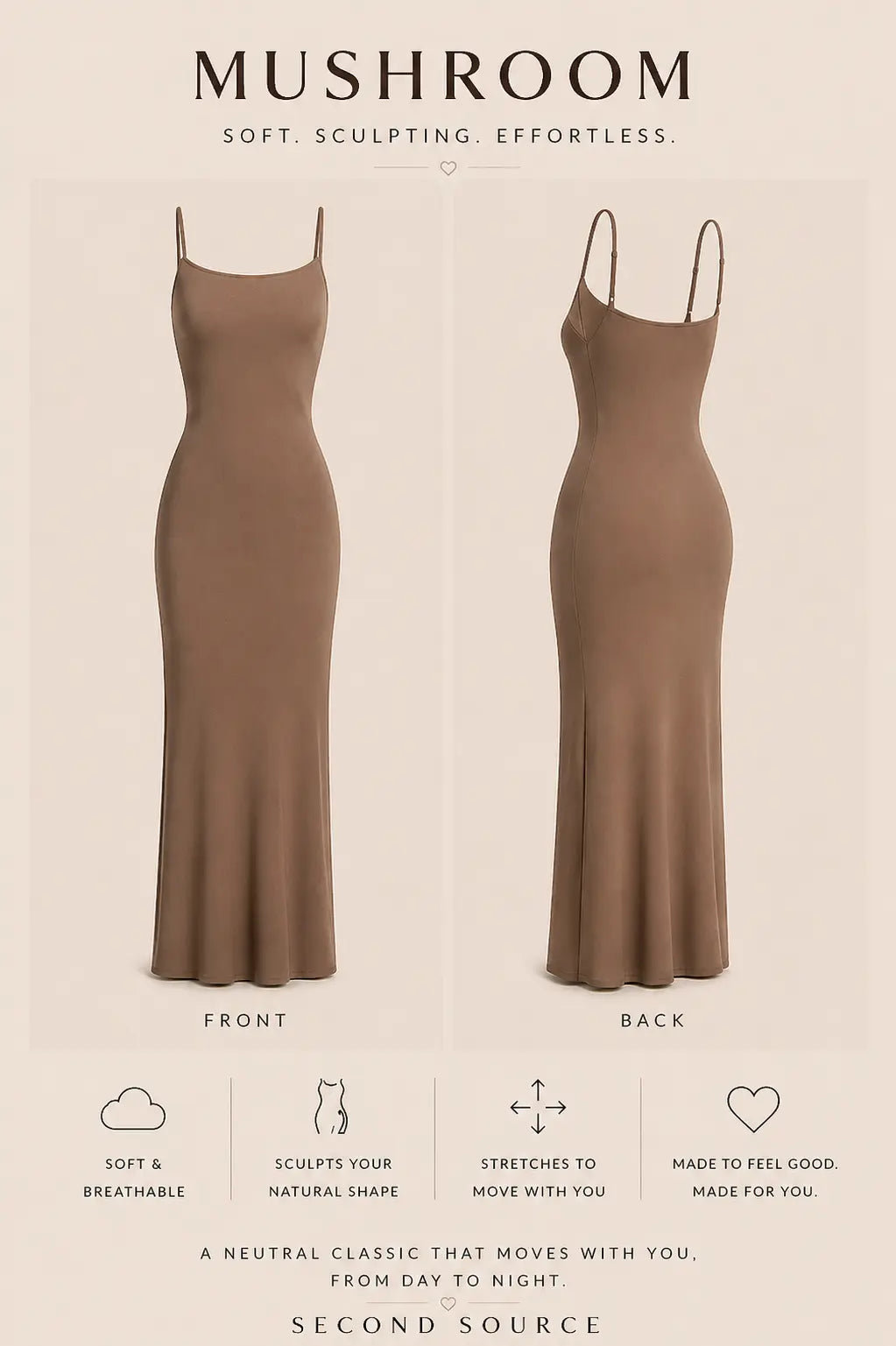 SKIMS RIBBED Soft Lounge Slip Dress SECOND SOURCE