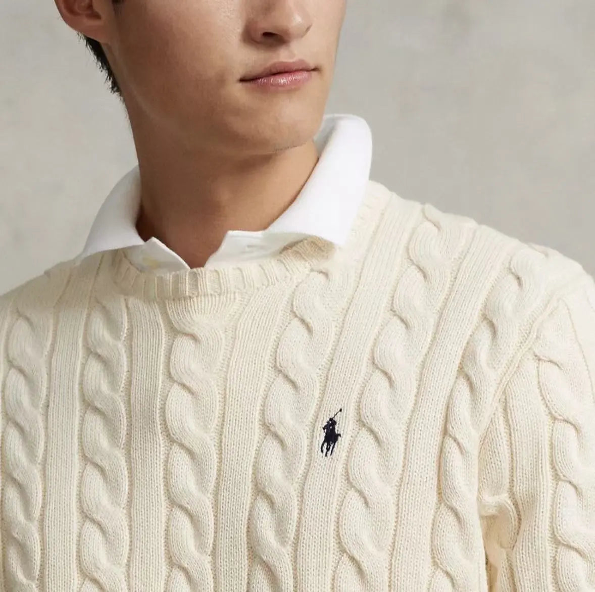 Ralph Lauren Cable Knit Jumper Black/ Beige SECOND SOURCE