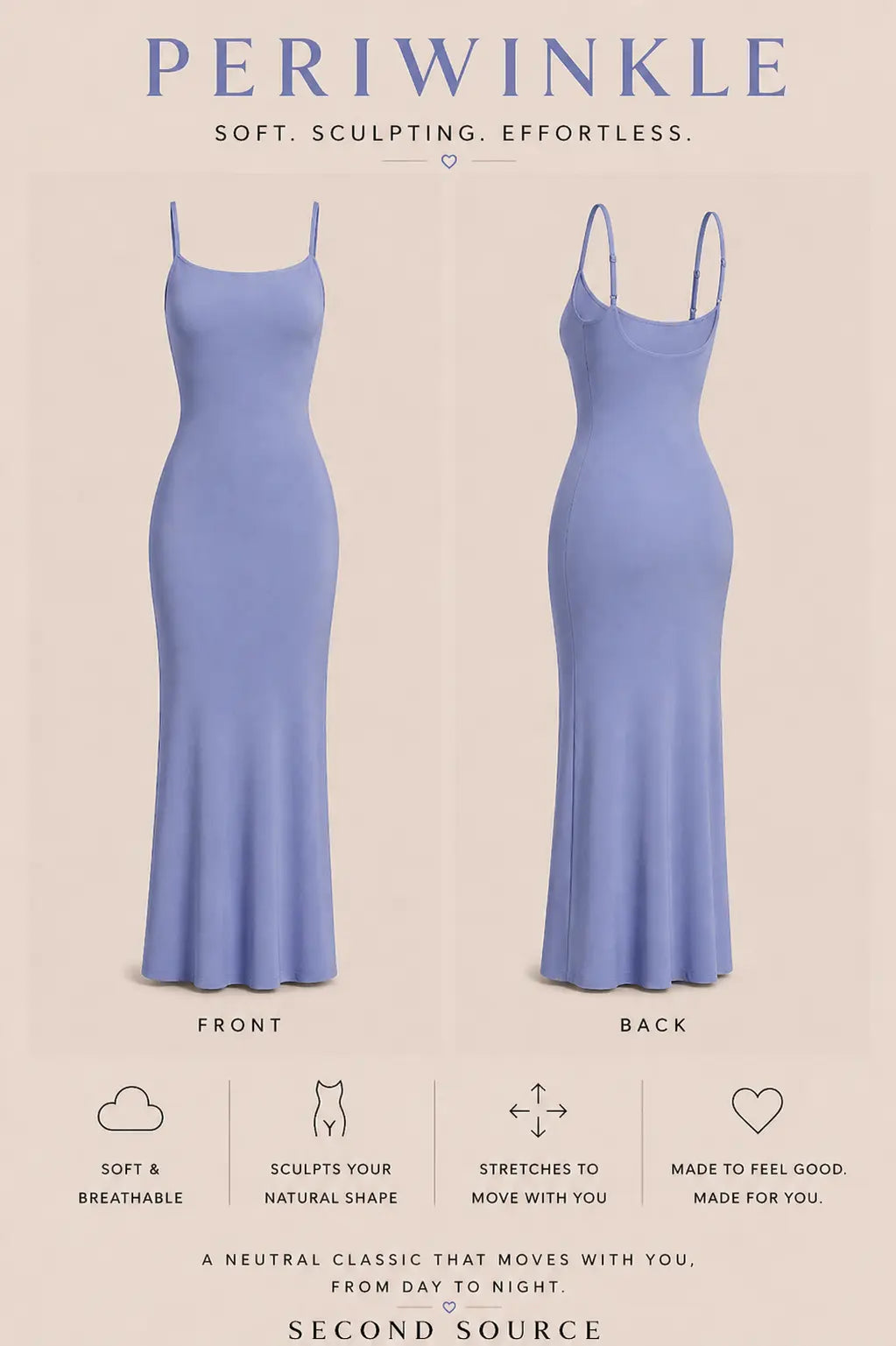 SKIMS RIBBED Soft Lounge Slip Dress SECOND SOURCE
