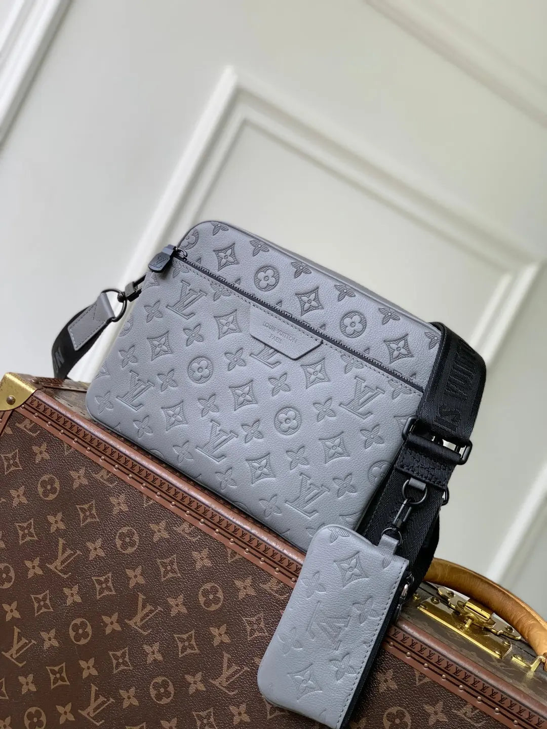 Trio Messenger Bag - Monogram Shadow Leather Grey Louis Vuitton